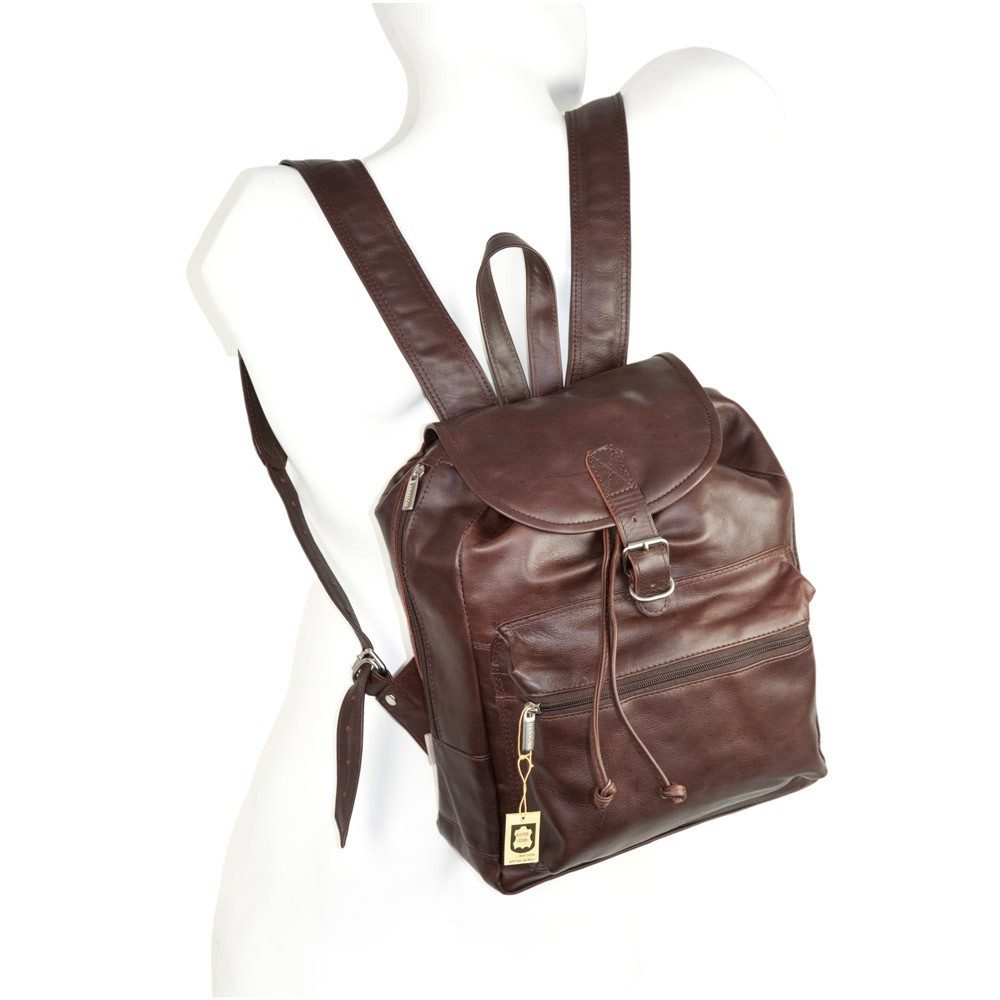 Hamosons Cityrucksack Lederrucksack / Cityrucksack, Gr. M, Kastanien-Braun, Hamosons 512