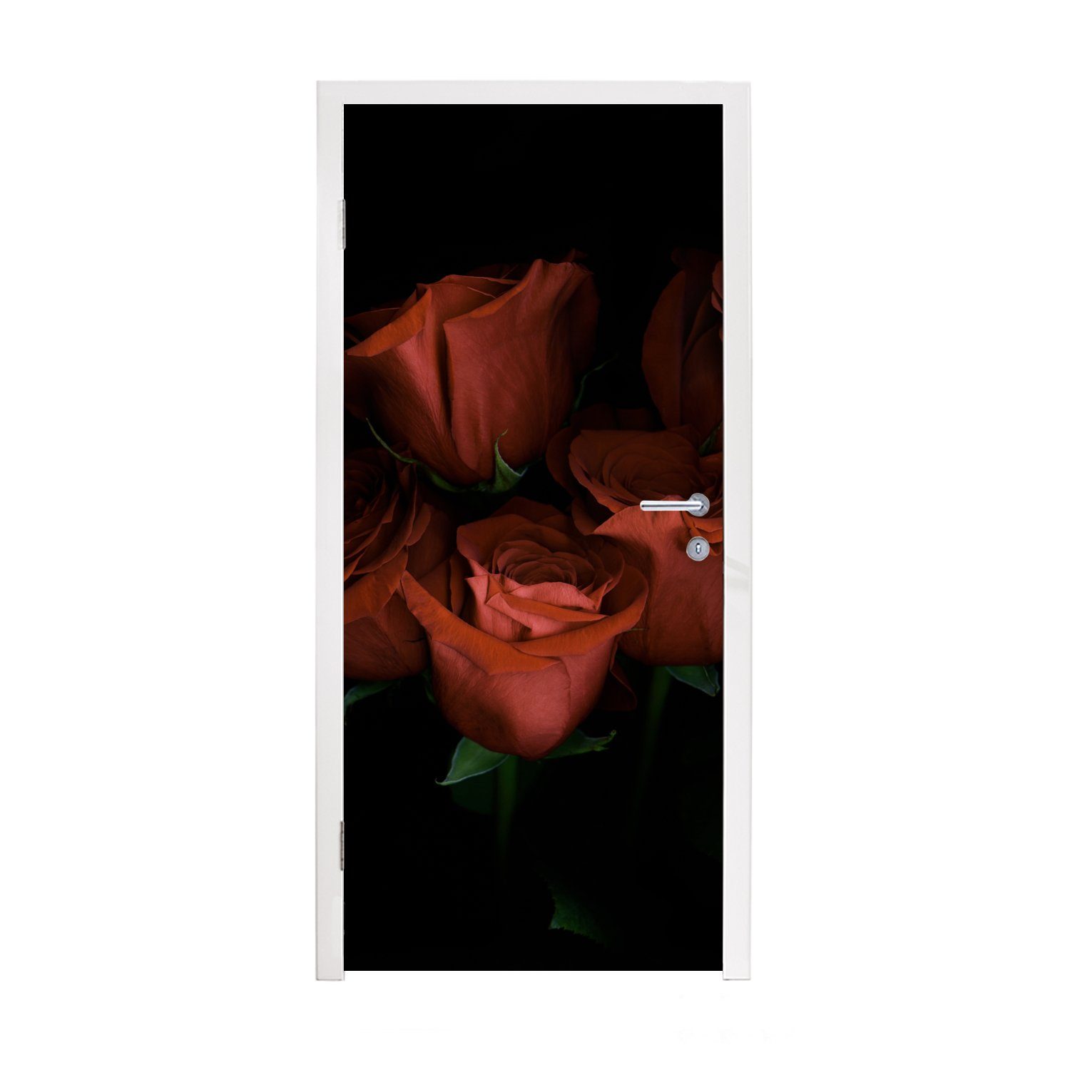MuchoWow Türtapete Blumen - Rosen - Wald, Matt, bedruckt, (1 St), Fototapete für Tür, Türaufkleber, 75x205 cm