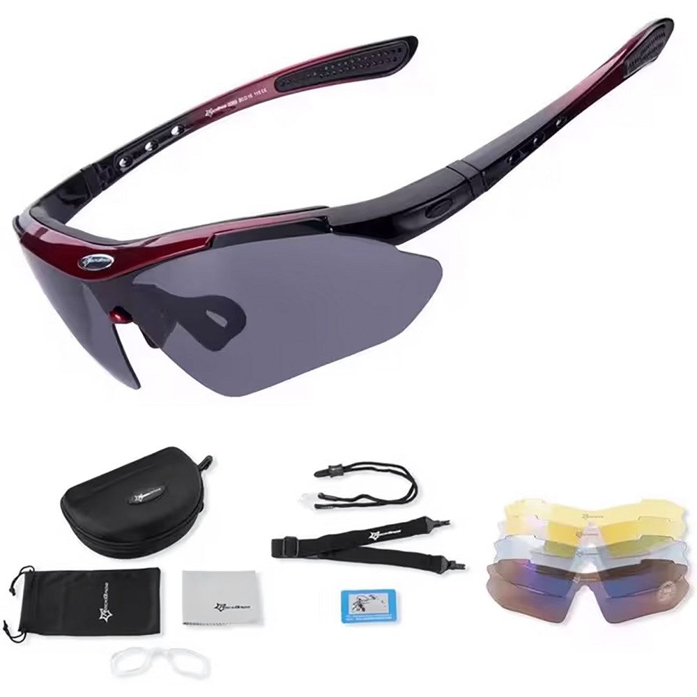 ROCKBROS Fahrradbrille Radbrille Sportsonnenbrille Wechselgläser, (Spar-Set, 1-St., 30 g polarisiert), polarisiert, UV400, Wechselgläser, 30 g