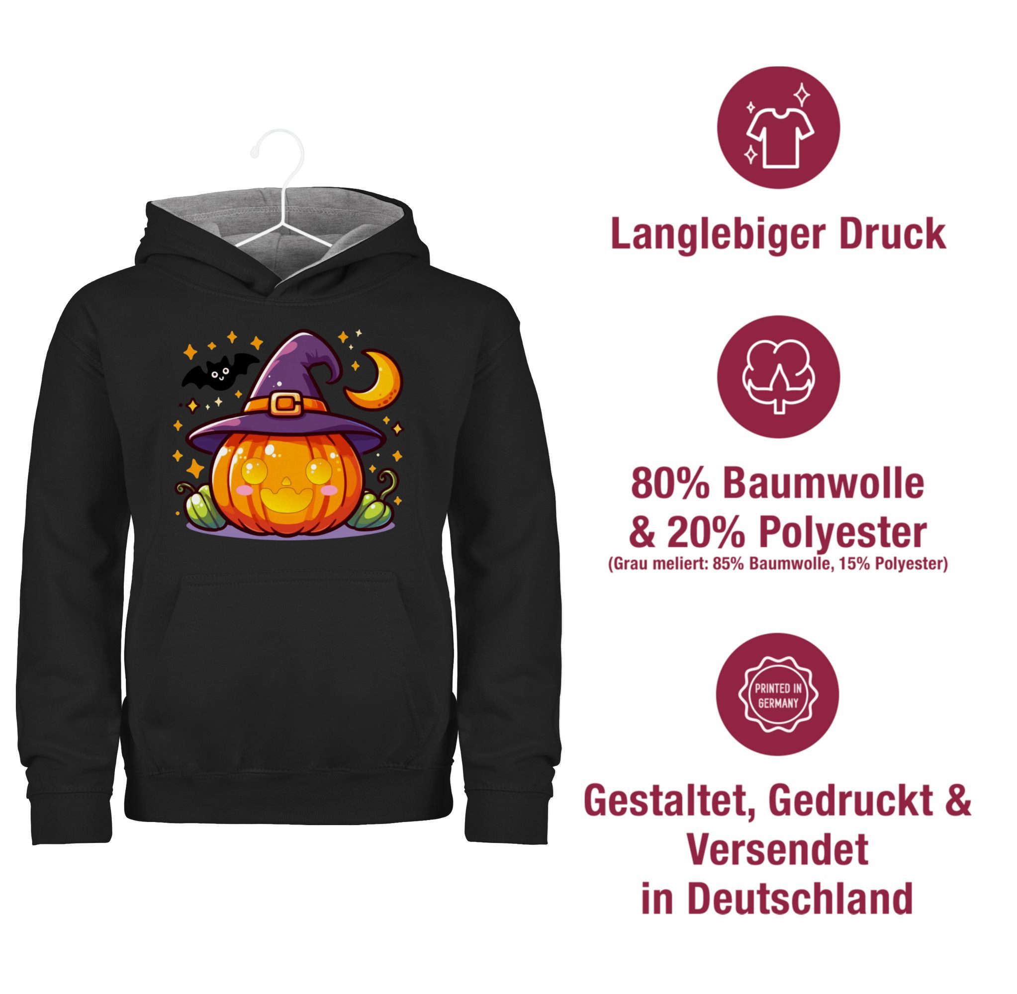 Shirtracer Hoodie Halloween Kürbis, Süßer Kürbis, Halloween Design, Kürbis und Fleder Halloween Kostüme für Kinder