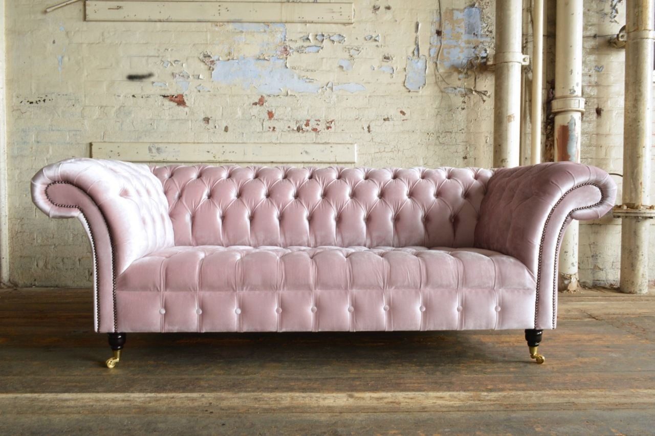 JVmoebel Chesterfield-Sofa Rosa Polstersofa im Chesterfield-Design mit Luxus-Optik, 1 Teile, Made in Europa