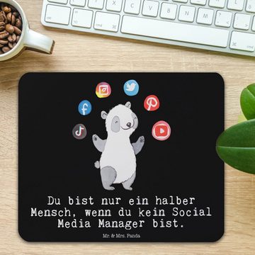 Mr. & Mrs. Panda Mauspad Social Media Manager Herz - Schwarz - Geschenk, Firma, Mousepad, Desi (1-St), Made in Germany