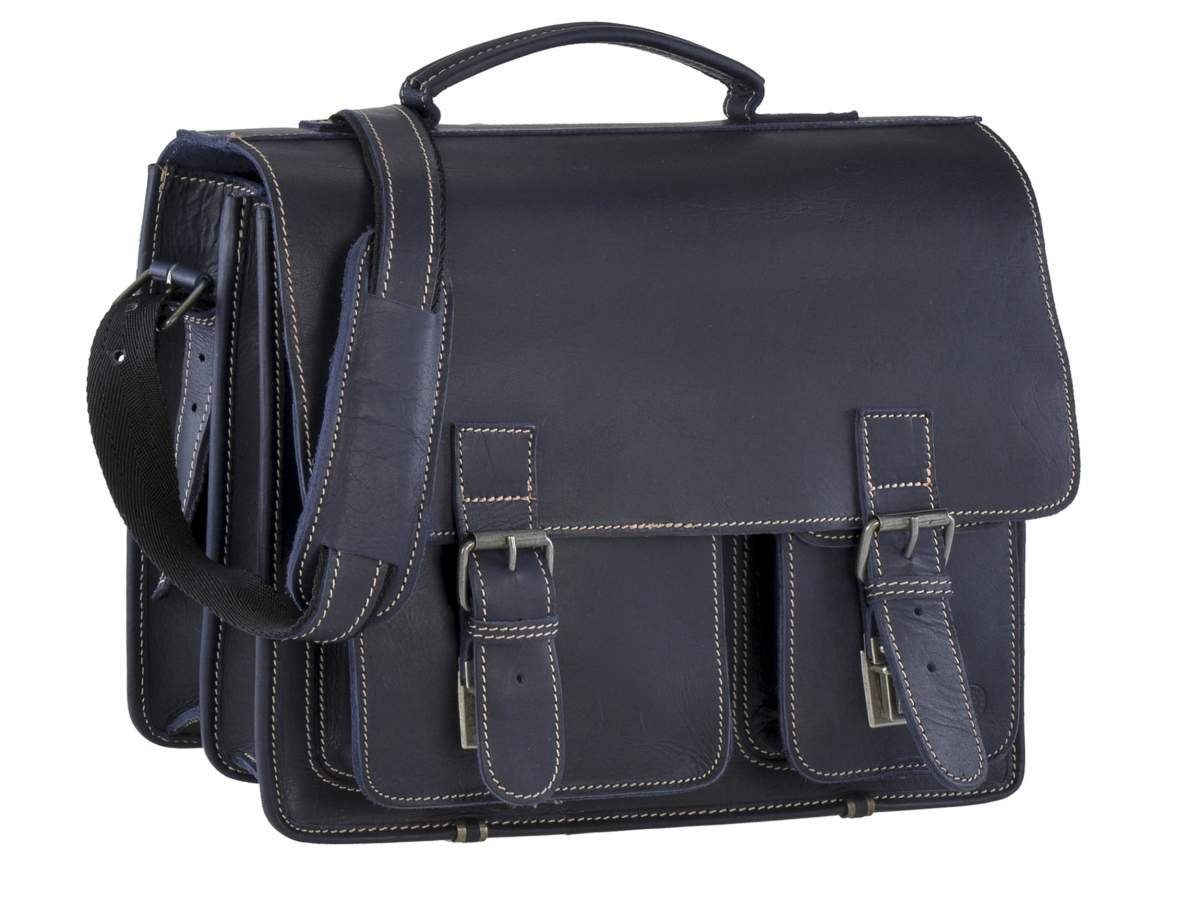 Greenburry Aktentasche Buffalo, Businesstasche, Schultasche, für Herren und Damen, rustikal blau | Aktentaschen
