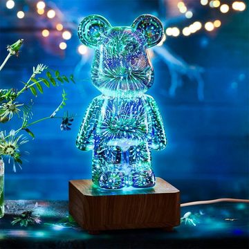 Gontence Dekolicht Romantisches Bärenatmosphärenlicht,buntes Bären-dekoratives Nachtlicht, 3D-Feuerwerk-Bärenlampe, Variables Bären-Nachtlicht in 8 Farben, Valentinstagsgeschenk