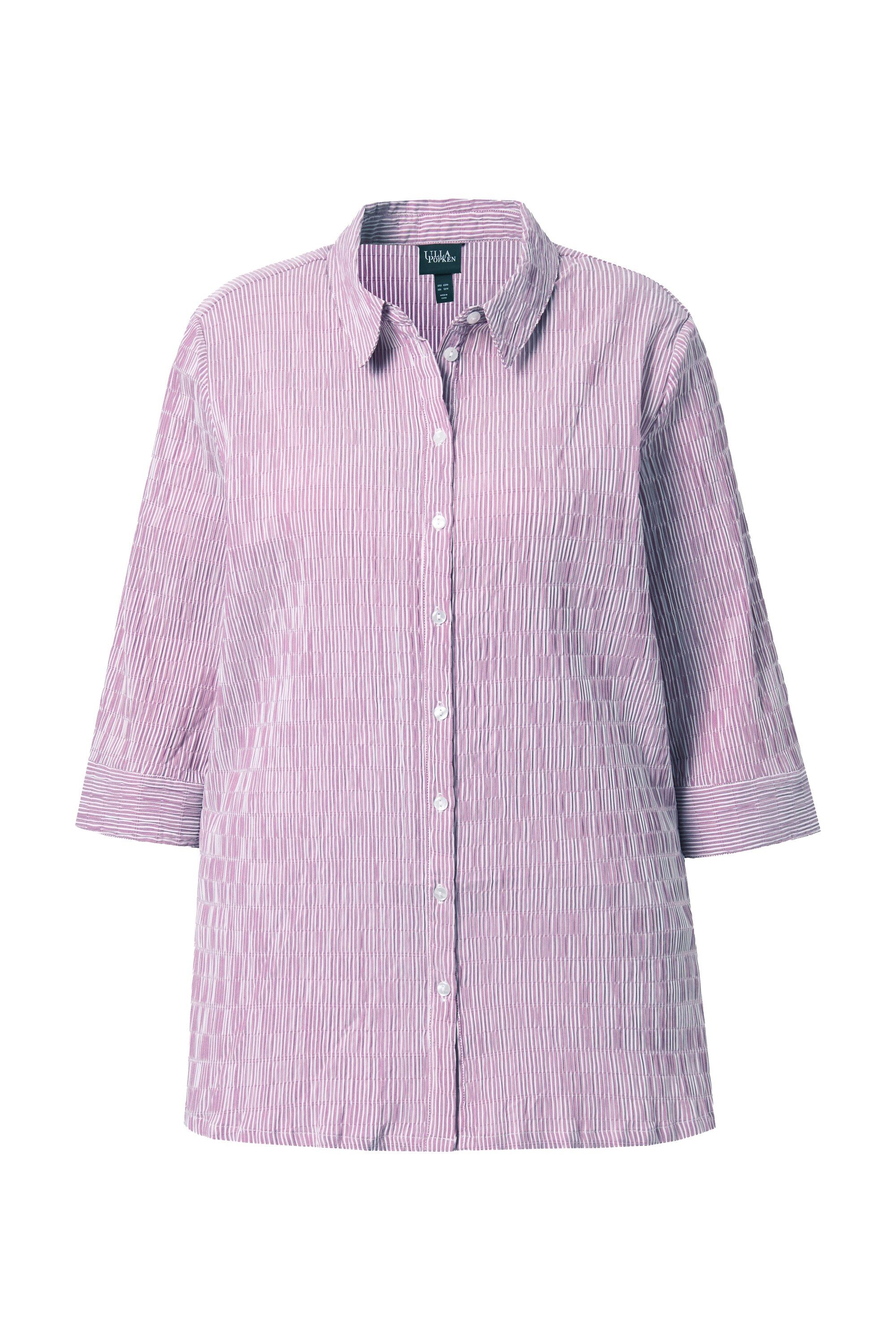 Ulla Popken Hemdbluse Bubble-Bluse Streifen Hemdkragen 3/4-Arm günstig online kaufen