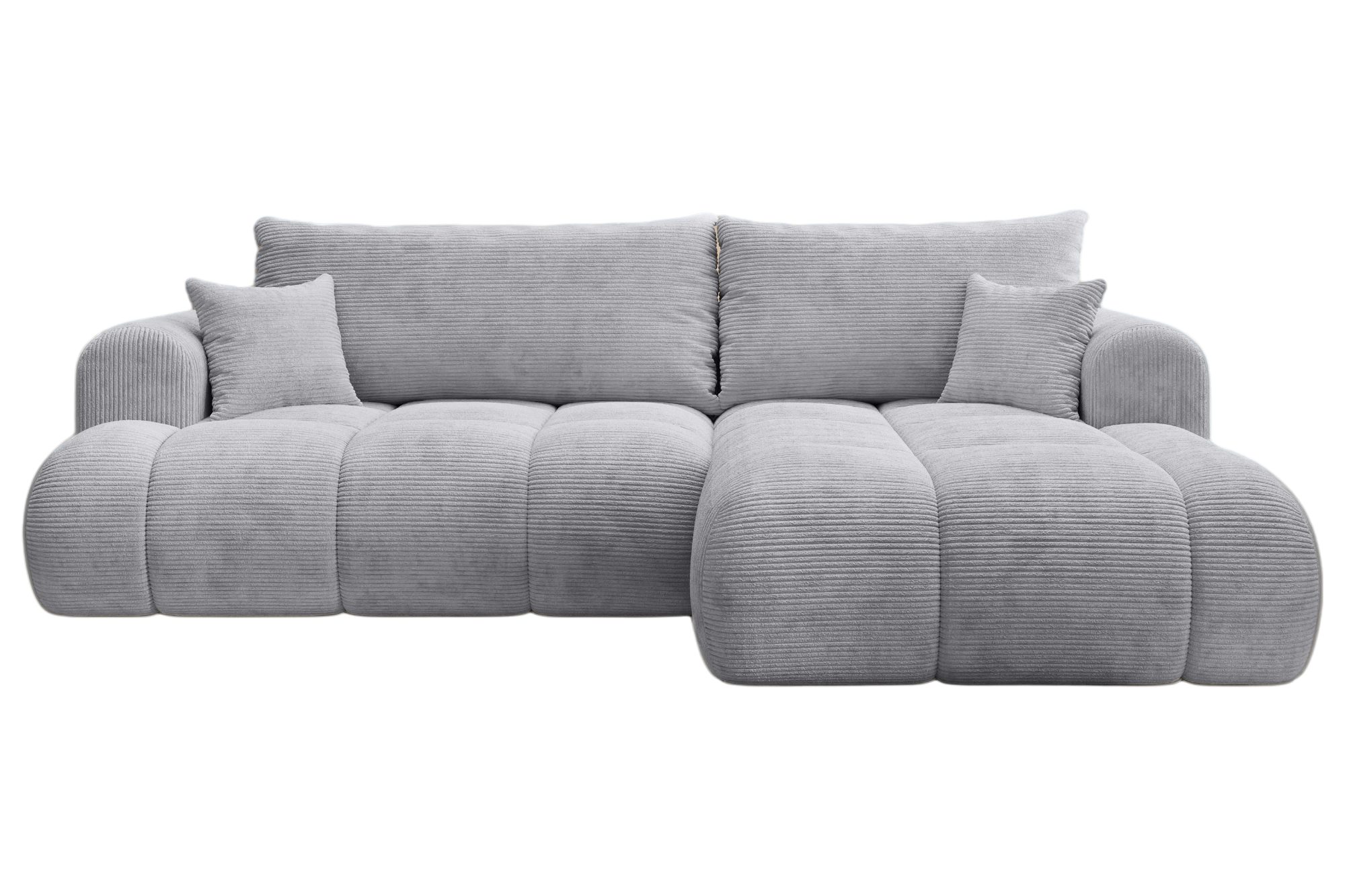 thematys Ecksofa TREVIO mit Schlaffunktion und Bettkasten, L-Form, Cord und Bouclé, 260 x 165cm - Luxus Couch mit Bettfunktion mit Bonnellfedern + 2 Kissen – Bild 5 von 5