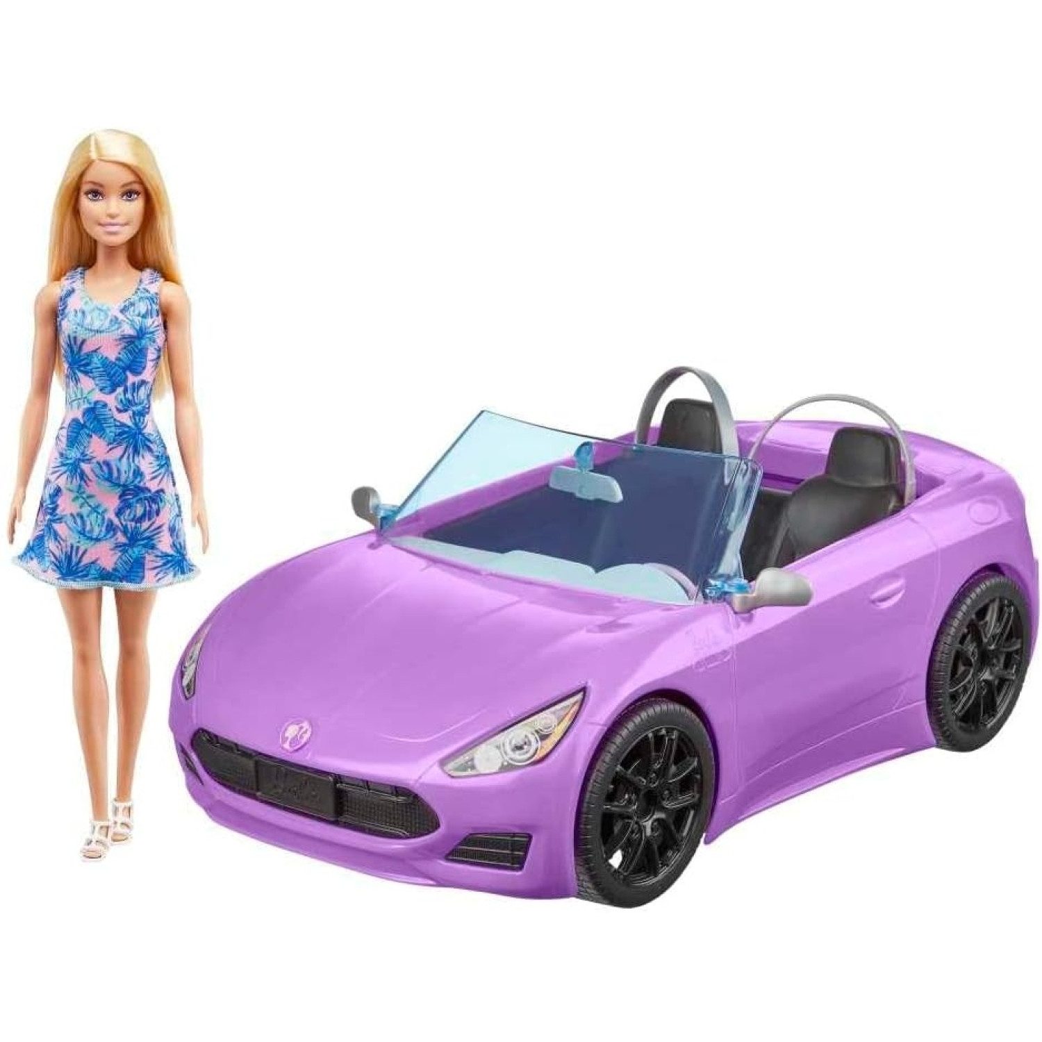 Mattel® Anziehpuppe HBY29 - Barbie Spielpuppe mit Cabrio Fahrzeug Spielwagen, LILA