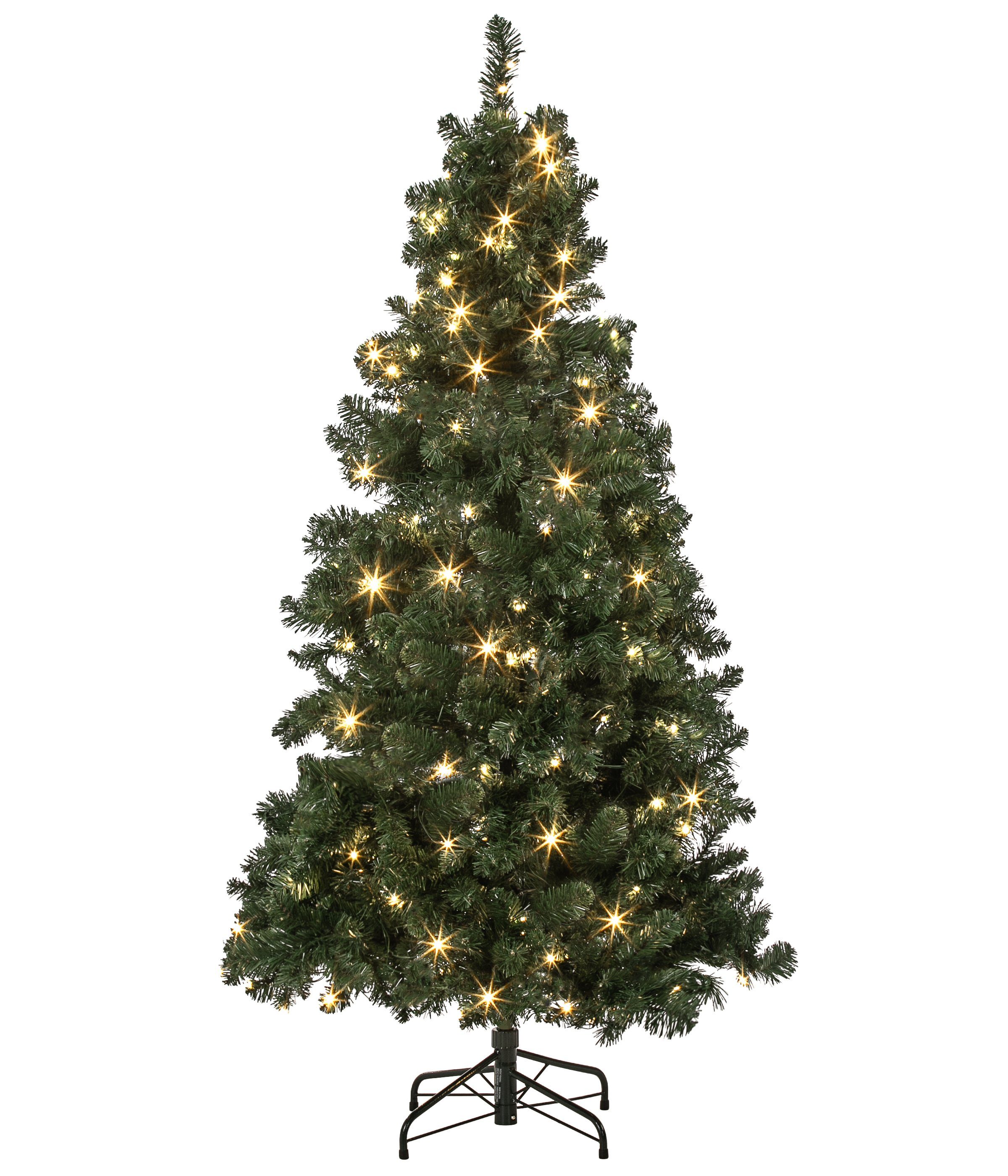 Dehner Künstlicher Weihnachtsbaum Tanne Aron m. LED/Ständer, Höhe 180 cm, Ø 107 cm, hochwertiger künstlicher Christbaum mit LED Beleuchtung