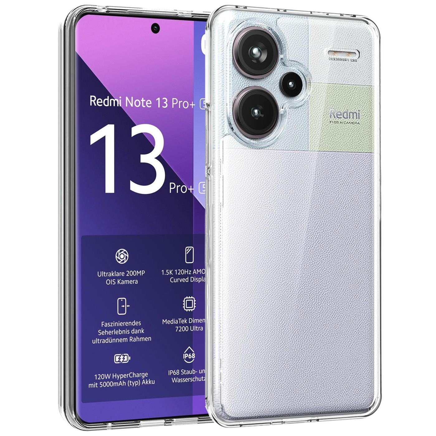 CoolGadget Handyhülle Transparent Ultra Slim Case für Xiaomi Redmi Note 13 Pro+ 5G 6,67 Zoll, Silikon Hülle Dünne Schutzhülle für Redmi Note 13 Pro+ 5G Hülle