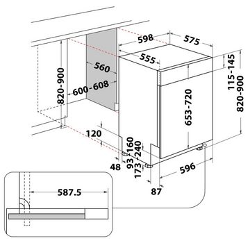 Whirlpool teilintegrierbarer Geschirrspüler, WBC 3C34 PF X, 14 Maßgedecke, Vollwasserschutz, PowerClean Pro, Besteckschublade, 8 Programme