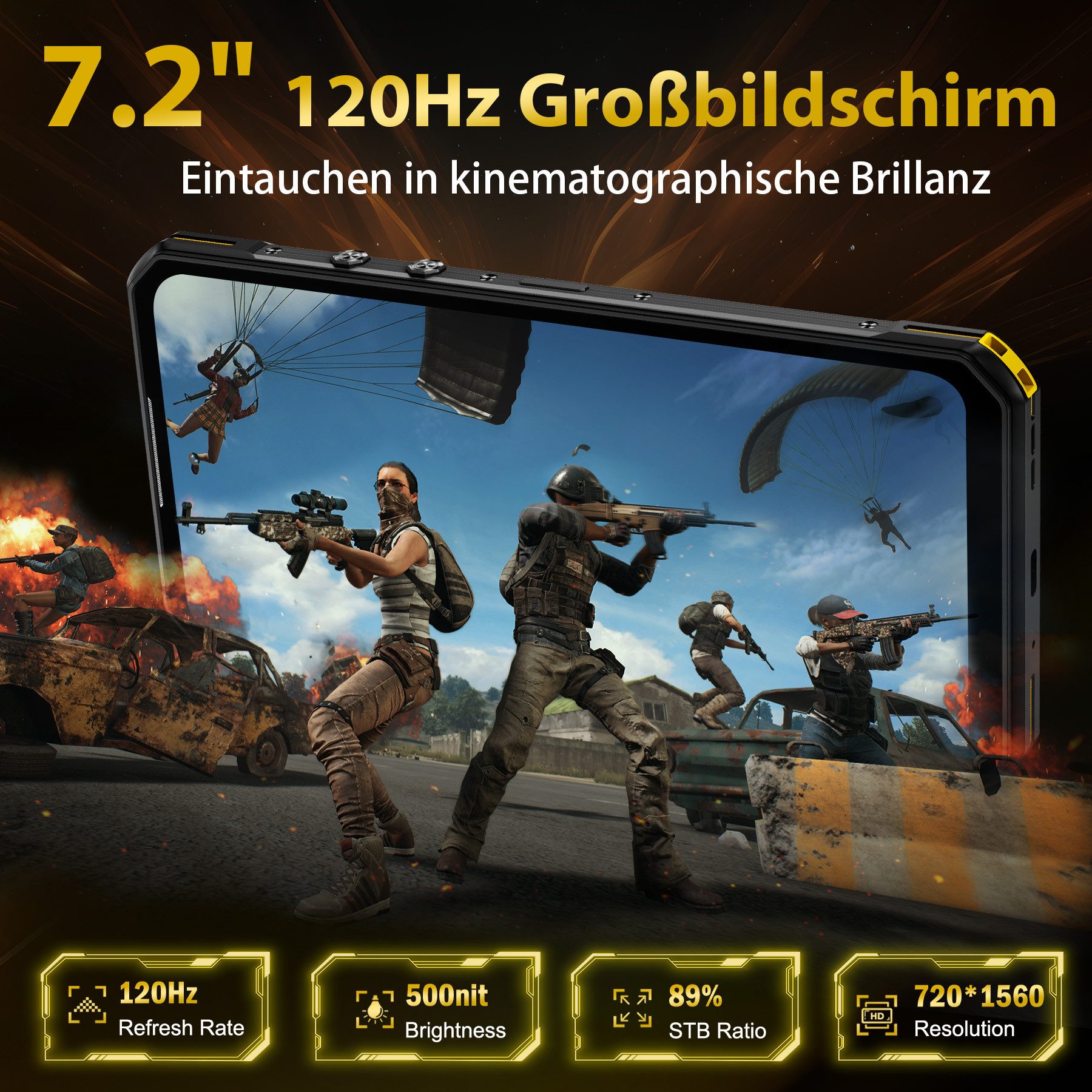 OUKITEL WP60 5G Android 15 Outdoor Smartphone (18,28 cm/7.2 Zoll, 256 GB Speicherplatz, 108 MP Kamera, 24GB+256GB, IP68 Baustellenhandy, 10000mAh, NFC, OTG, GPS)