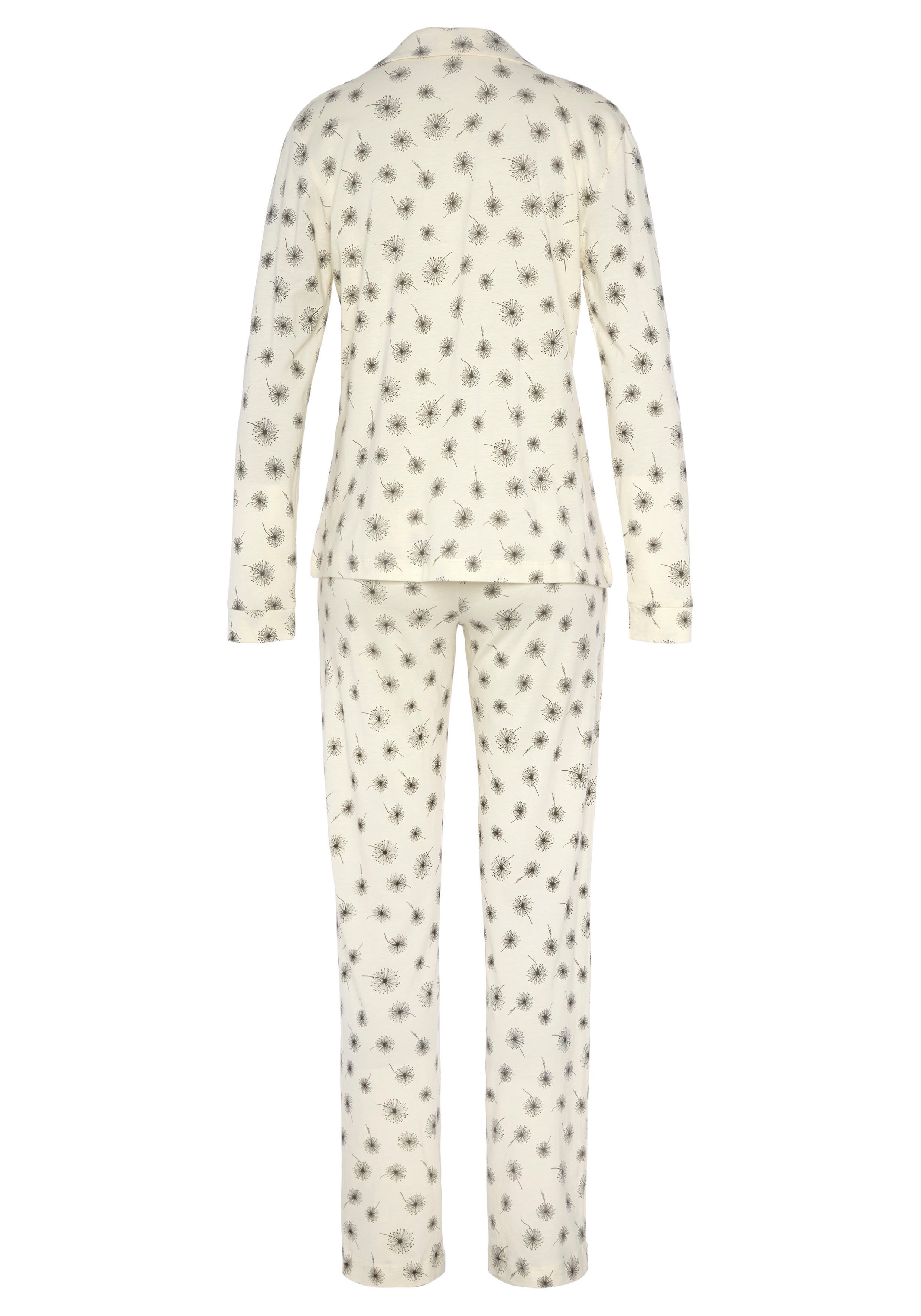 s.Oliver ecru-gemustert Muster schönem mit tlg) Pyjama (2