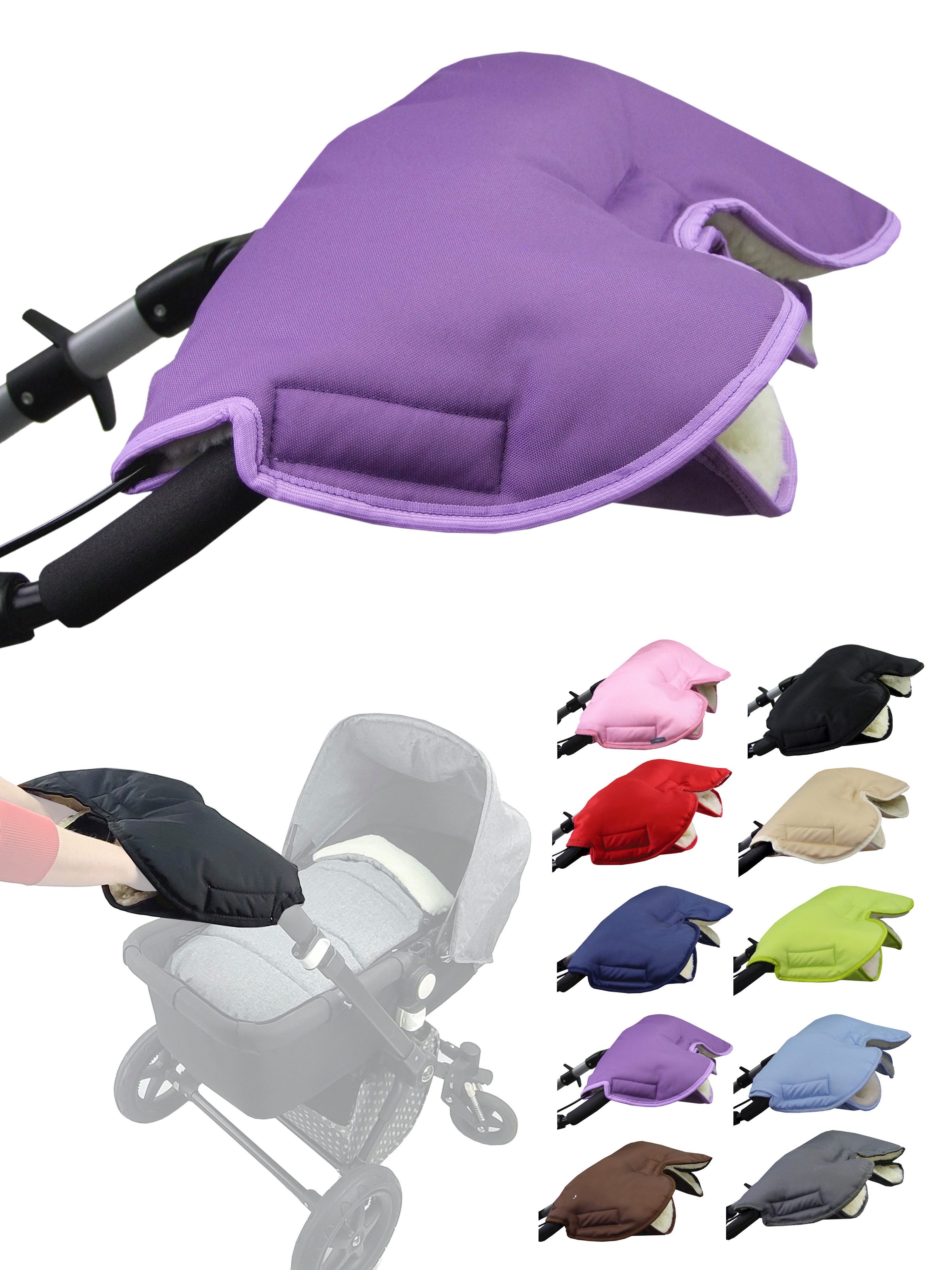 BambiniWelt by Rafael K. Kinderwagen-Handwärmer Handschuhe Muff Handwärmer Handmuff für Kinderwagen UNI Wolle, Universalgröße