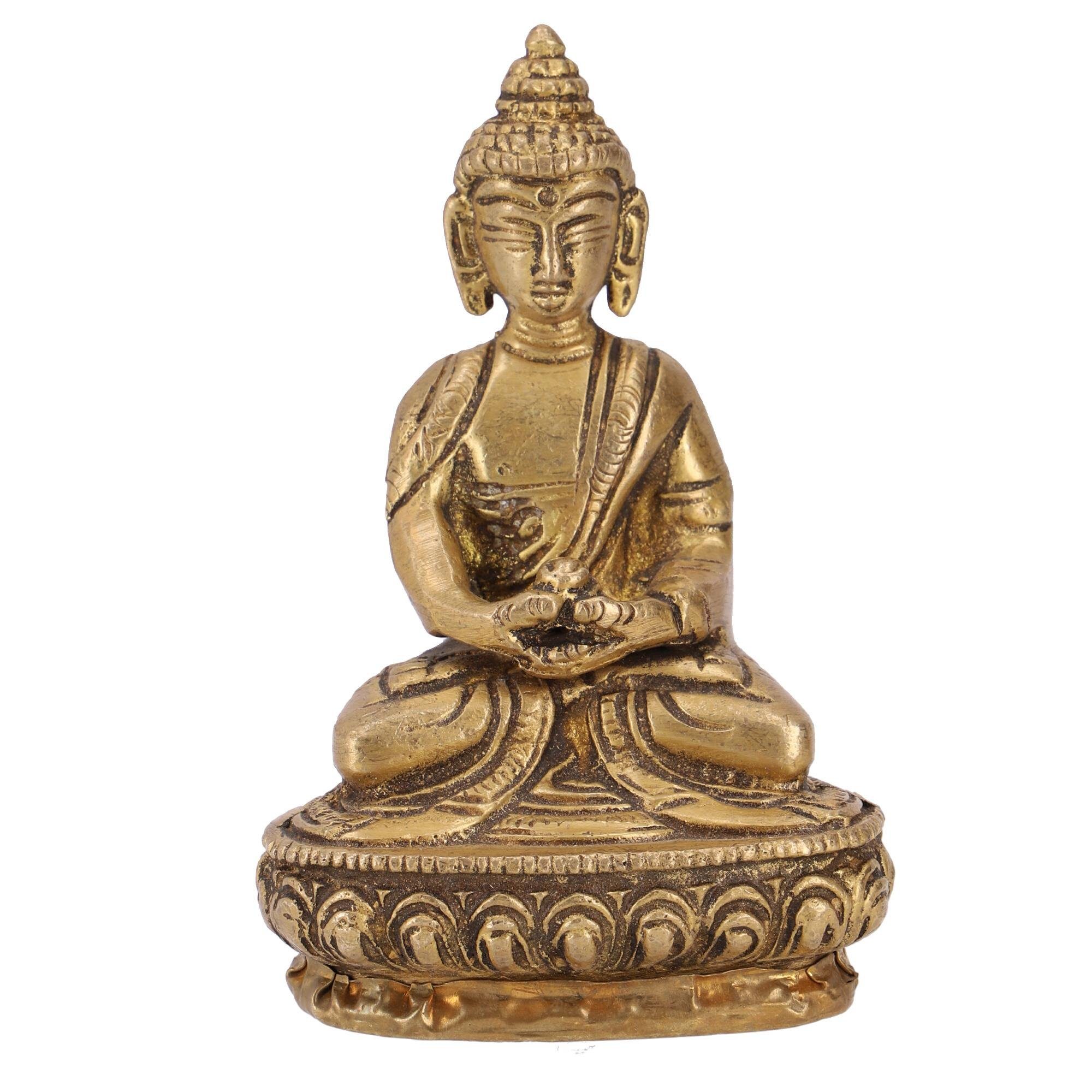 Guru-Shop Buddhafigur Buddha Statue aus Messing Dhyana Mudra 10 cm -..