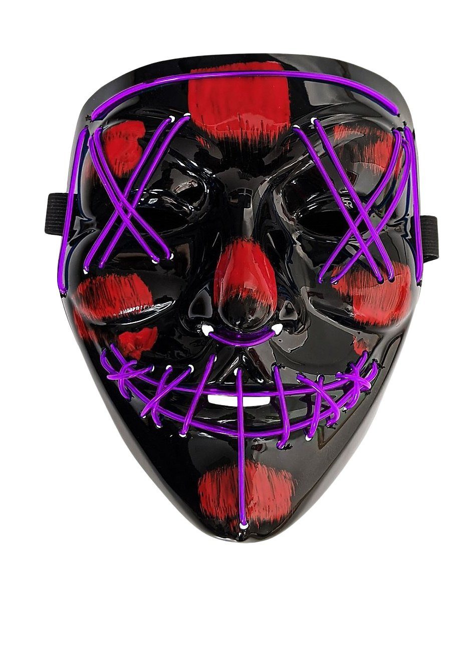 Maskworld Verkleidungsmaske LED Maske lila, Coole Leuchtmaske wie in The Purge