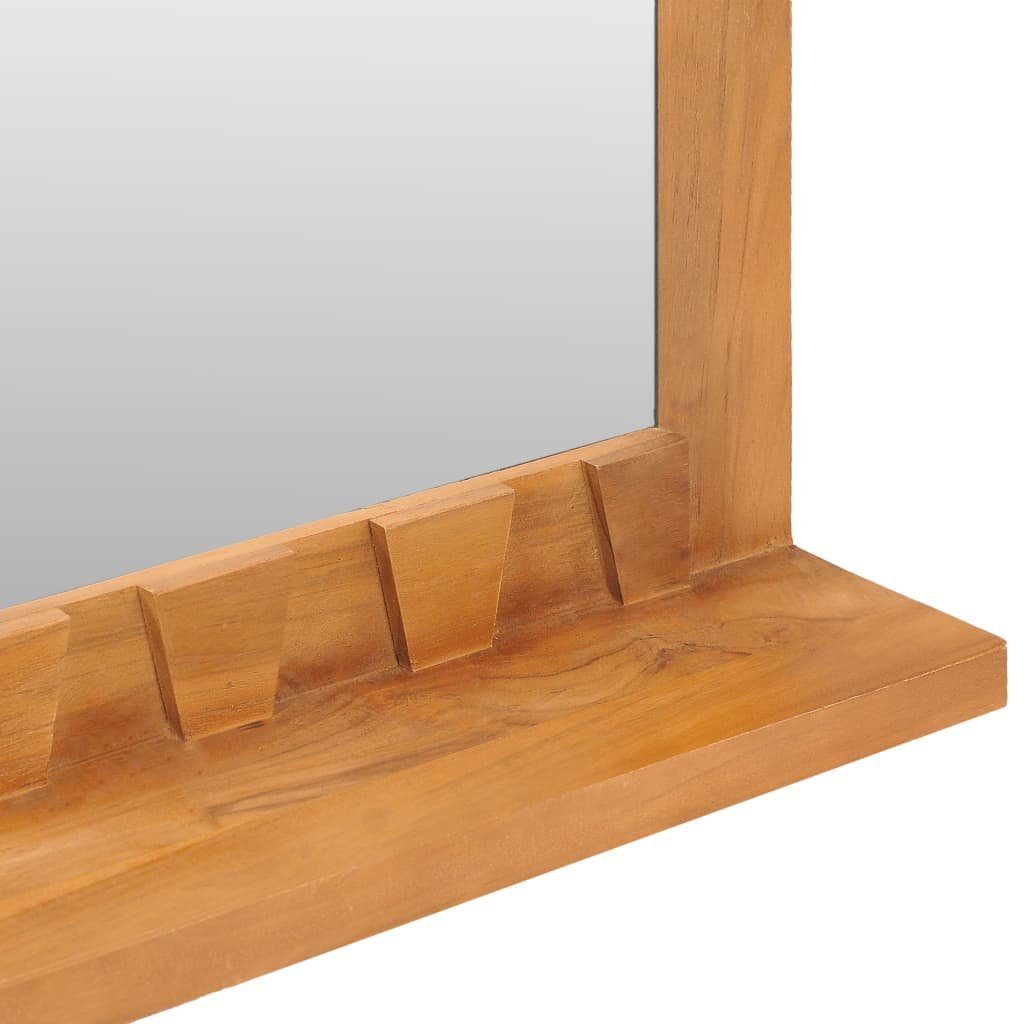vidaXL Massivholz cm (1-St) Wandspiegel Spiegel Teak 60×12×40 mit Regal