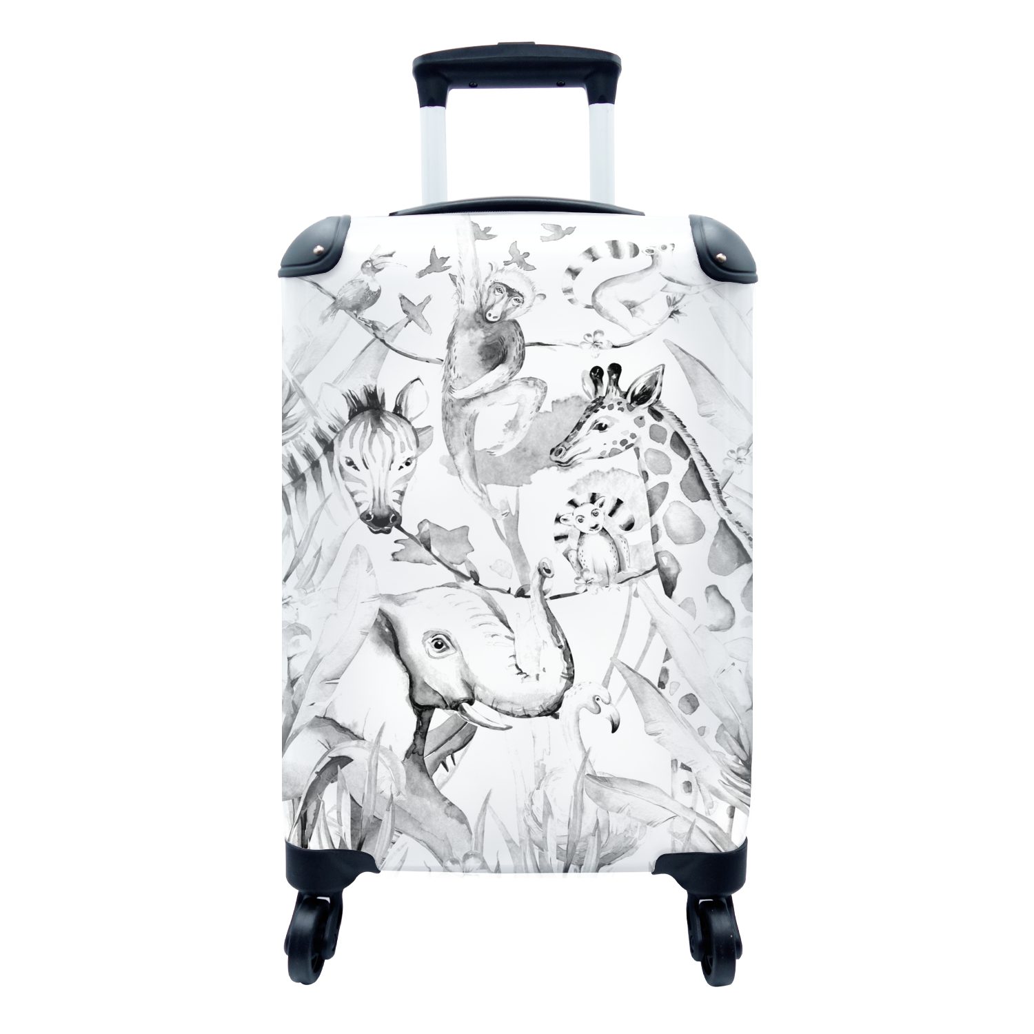 MuchoWow Handgepäckkoffer Reisetasche Handgepäck mit Elefant - Ferien, - Aquarellieren Reisekoffer Kinder, 4 - Tiere - Kinder für Rollen, Mädchen - Trolley, rollen, Jungen 