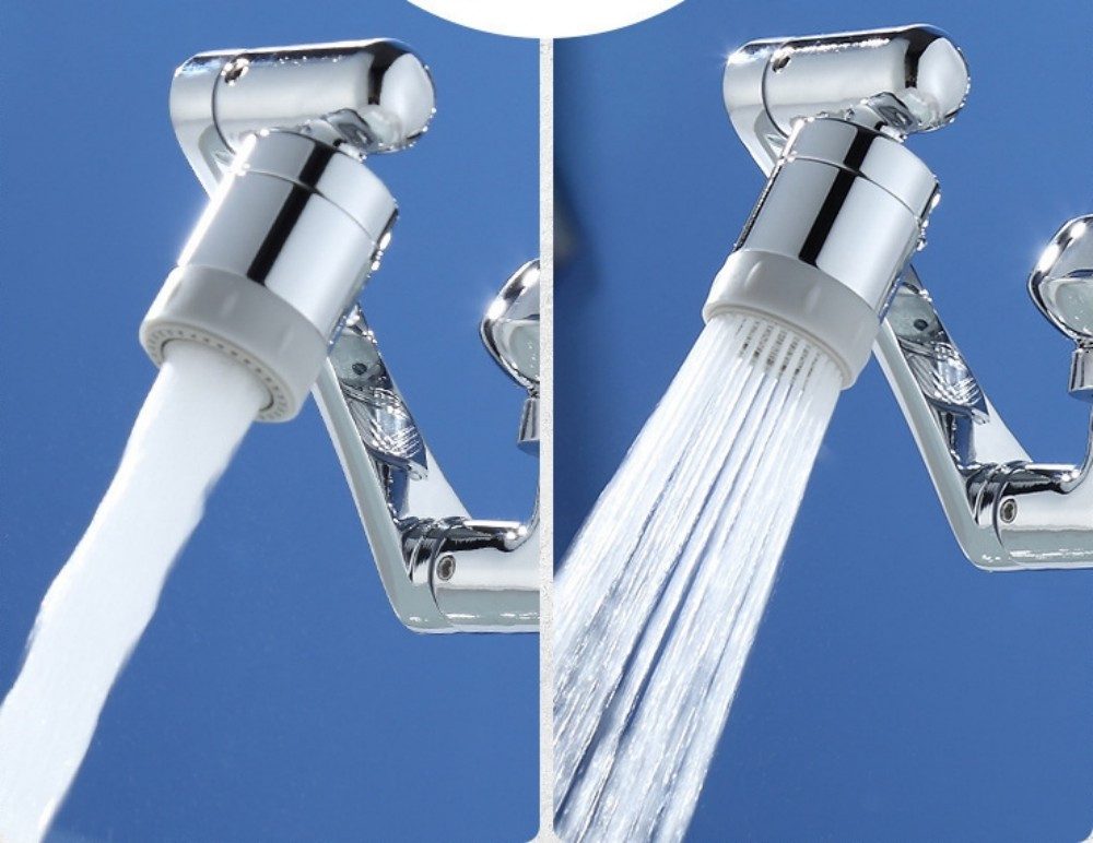 POPOLIC Waschtischarmatur Wasserhahn verlängerung, 1440° drehbarer Luftsprudler, 2 Sprühfunktion spritzwassergeschützt, drehbarer und ausziehbarer Roboterarm – Bild 5 von 5