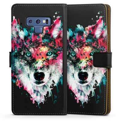 DeinDesign Handyhülle Riza Peker Wolf bunt Wolve ohne Hintergrund, Samsung Galaxy Note 9 Hülle Handy Flip Case Wallet Cover