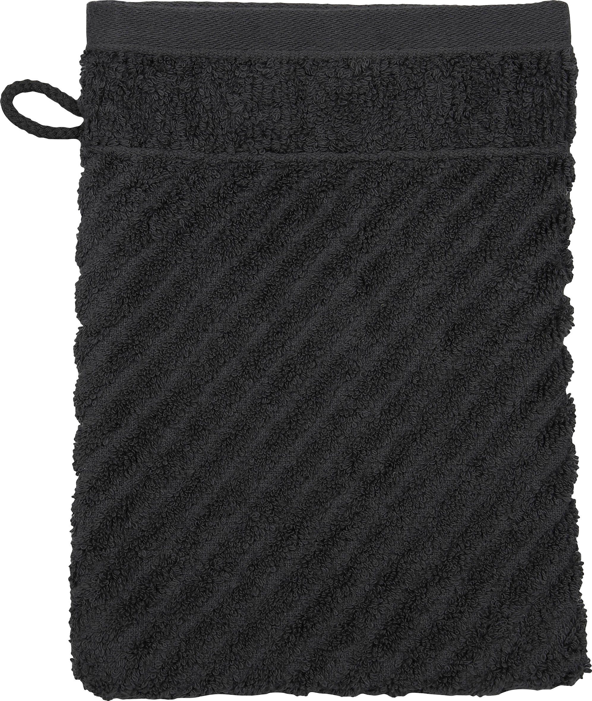 Uni-Rippe Waschhandschuh mit Velourslabel (6-tlg), schiefer ROSS Smart