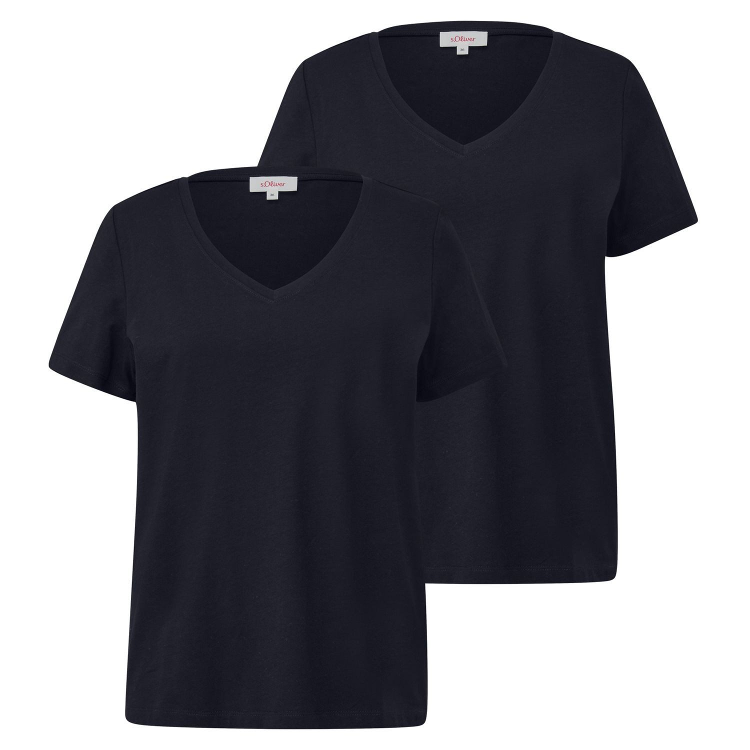 s.Oliver T-Shirt Basic V-Ausschnitt, kurze Ärmel, 2er Pack