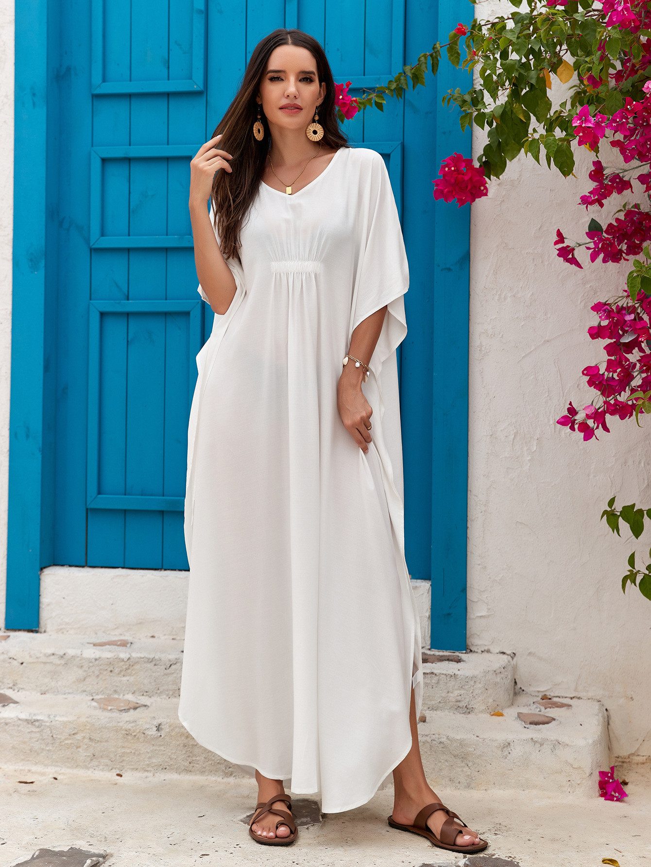 RWEUOQ Strandkleid Maxikleid Strand-Tunika Bikini-Überwurf Beachwear günstig online kaufen