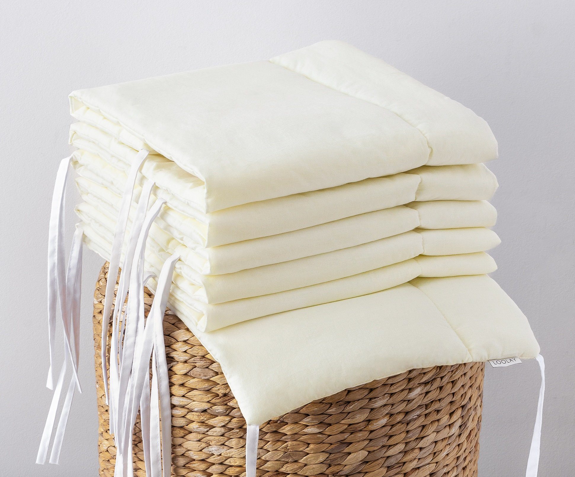 Loolay Bettnestchen ECRU BIO-Baumwolle Atmungsaktives Babybett BETTUMRANDUNG, (420, 360, 210, 180 x 30cm, LUX Babyausstattung Umrandung Kopfschutz Babybettwäsch – Bild 3 von 5