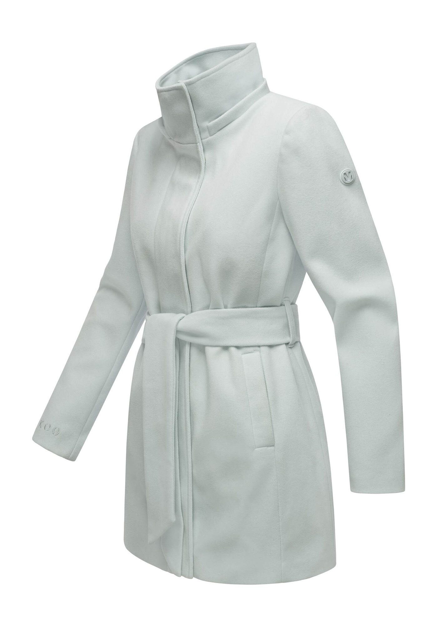 Marikoo Kurzmantel Katalinaa Eleganter Wickel Mantel mit Taillengürtel und Oversized Hood Kapuze