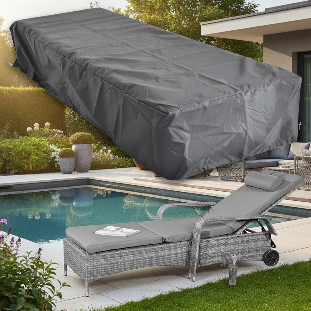 Melko Gartenmöbel-Schutzhülle Gartenmöbel Abdeckplane Schutzhülle 220x78x60 CM Schwarz Plane (Stück, 1-St., Plane), Witterungsbeständig