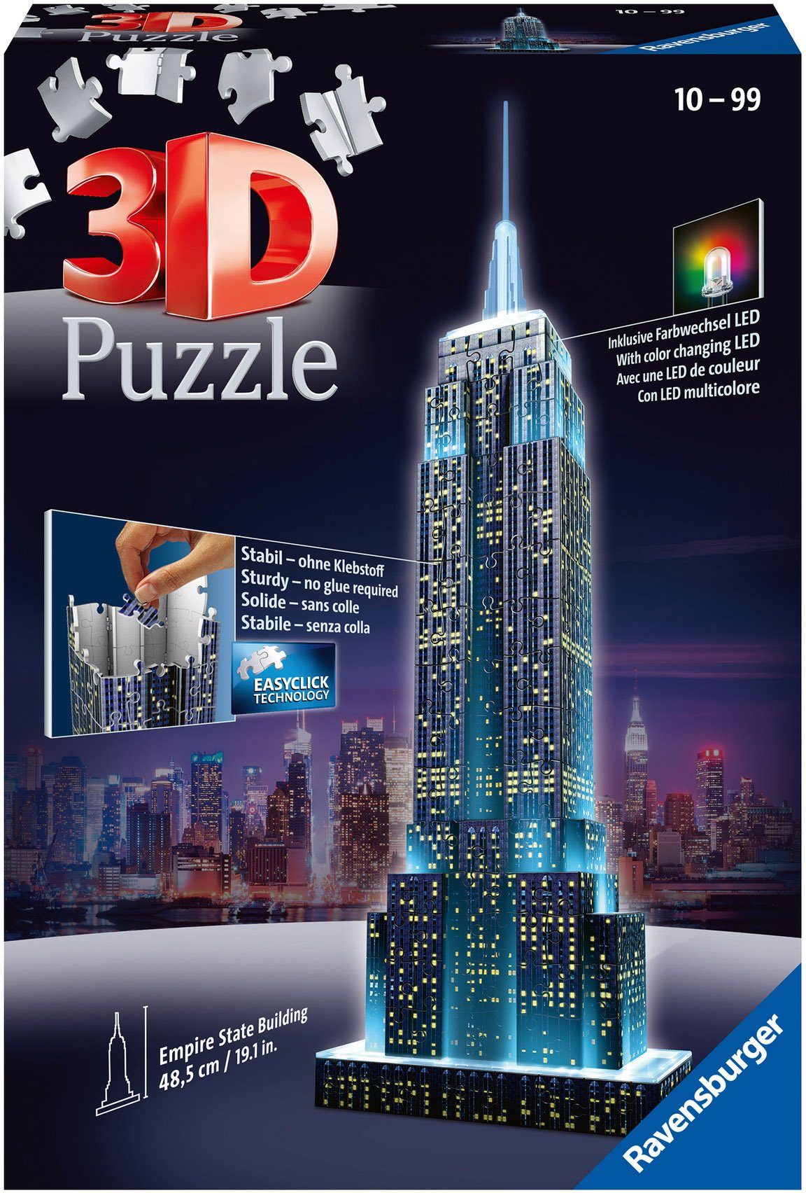 Ravensburger 3D-Puzzle Empire State Building bei Nacht, 216 Puzzleteile, mit Farbwechsel LEDs; Made in Europe, FSC® - schützt Wald - weltweit