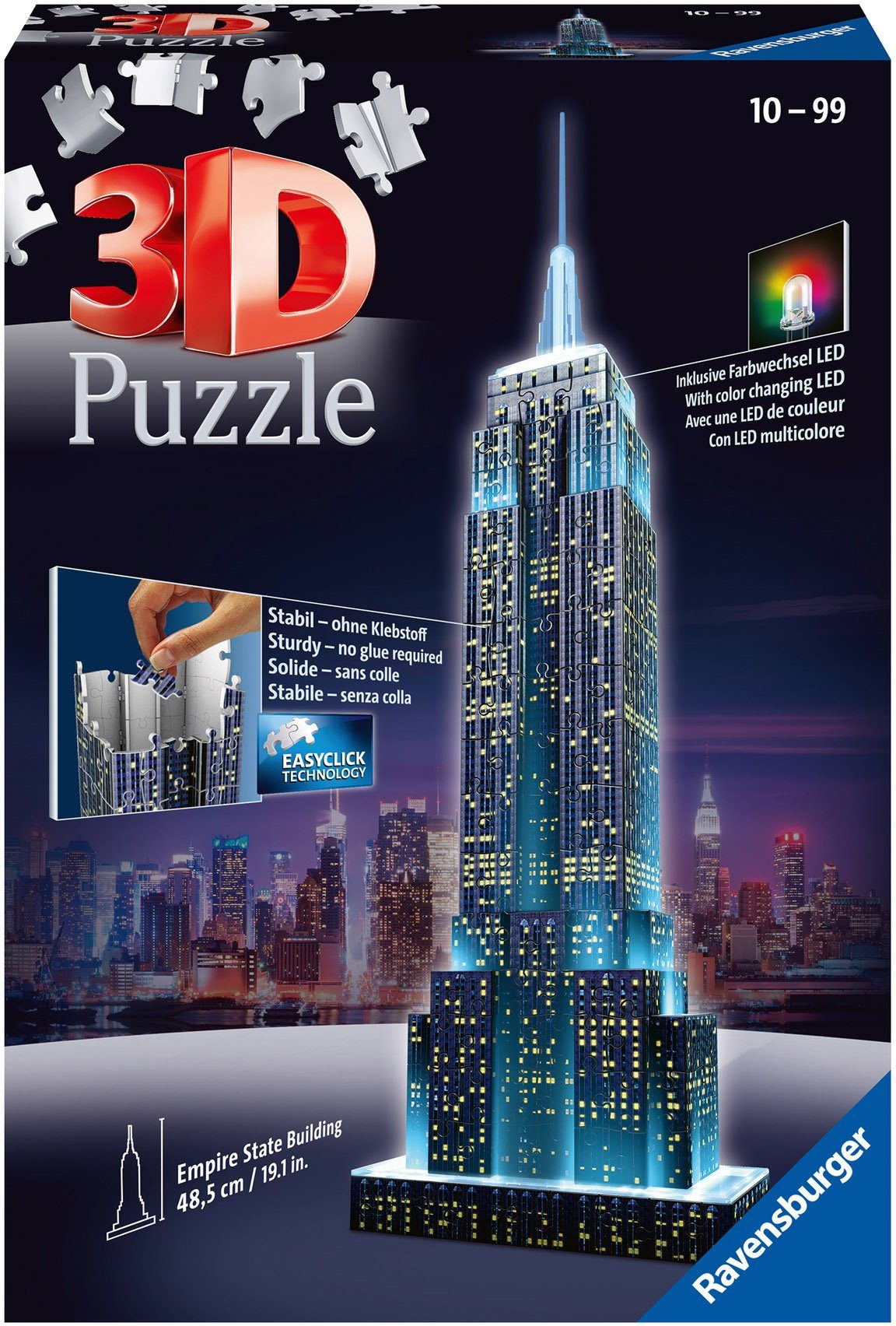Ravensburger 3D-Puzzle Empire State Building bei Nacht, 216 Puzzleteile,  mit Farbwechsel LEDs; Made in Europe, FSC® - schützt Wald - weltweit