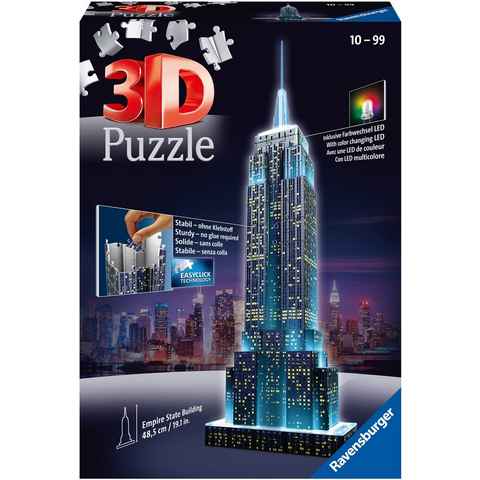 Ravensburger 3D-Puzzle Empire State Building bei Nacht, 216 Puzzleteile, mit Farbwechsel LEDs; Made in Europe, FSC® - schützt Wald - weltweit