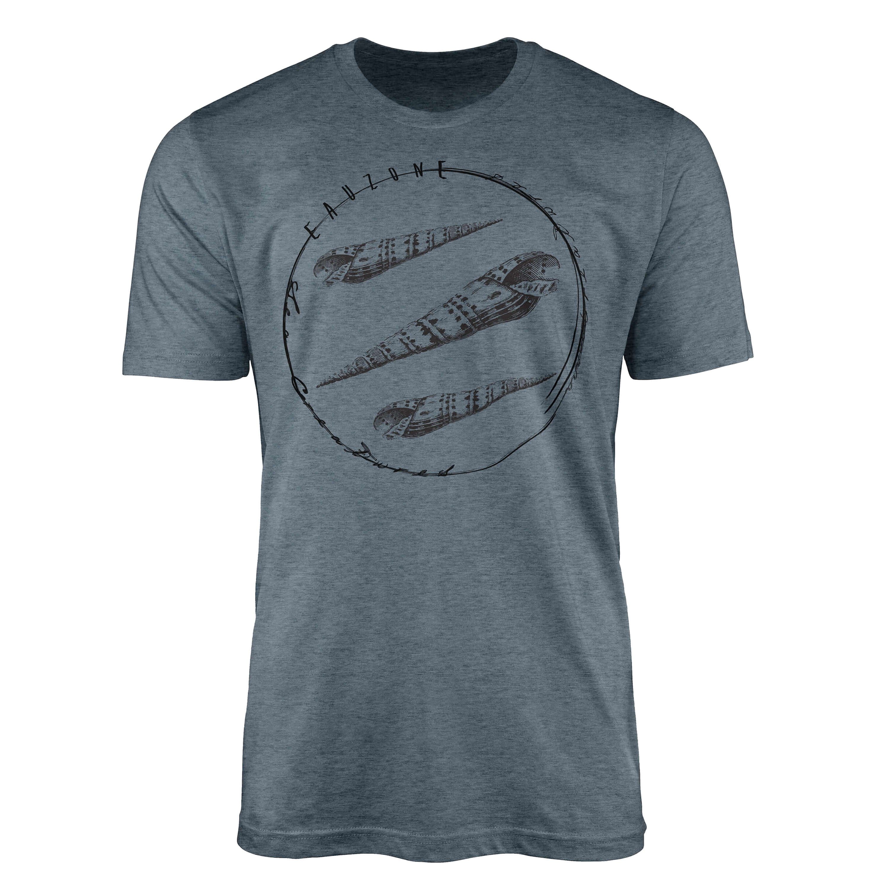 Sinus Art T-Shirt T-Shirt Tiefsee Fische - Serie: Sea Creatures, feine Struktur und sportlicher Schnitt / Sea 075 Indigo | T-Shirts
