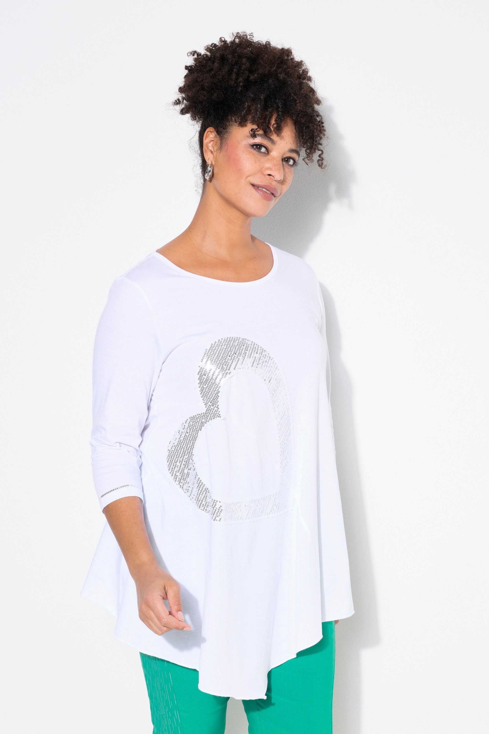 MIAMODA T-Shirt T-Shirt A-Linie Paillettenherz Zipfelsaum günstig online kaufen