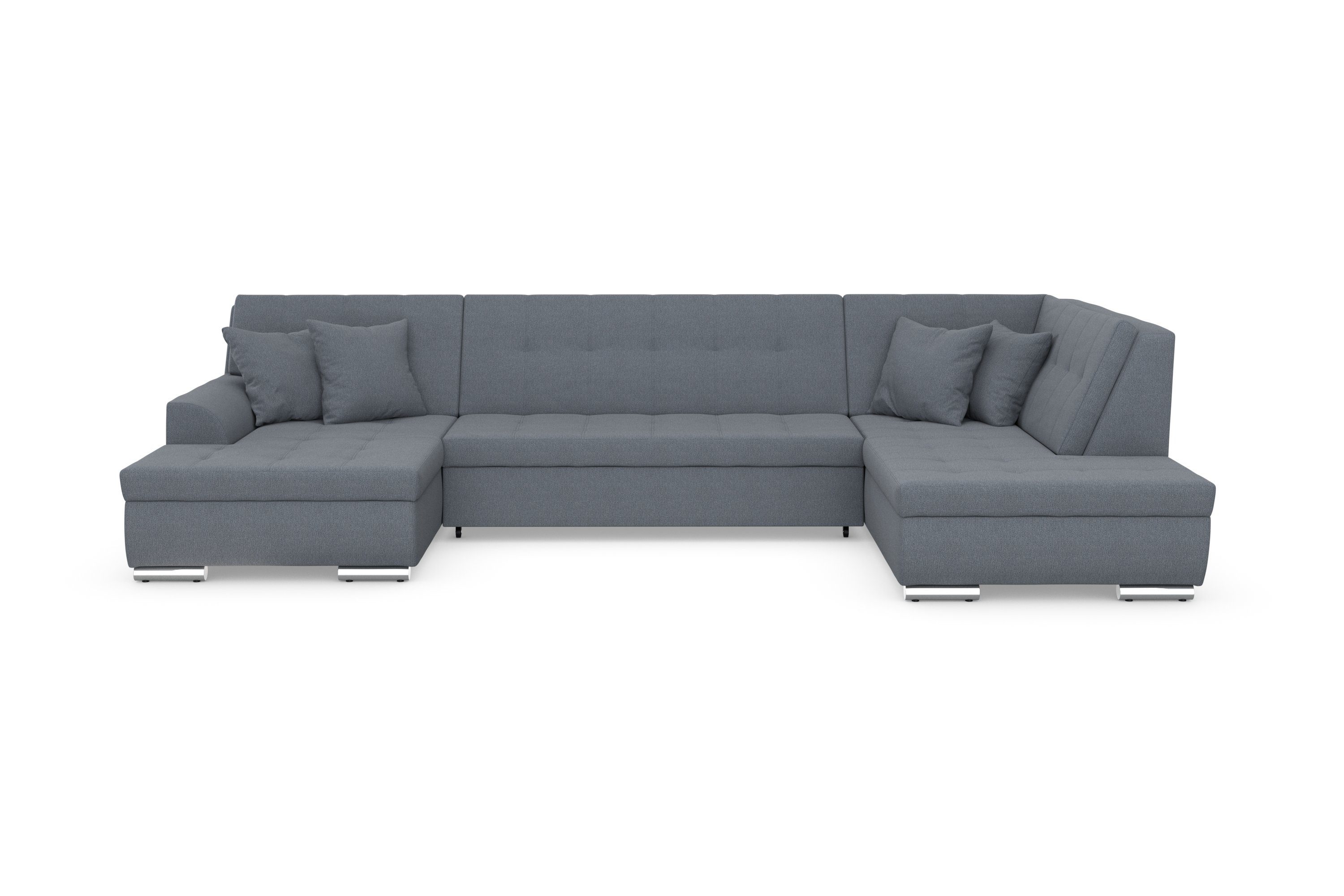 DOMO collection Wohnlandschaft TREVISO inkl. Zierkissen, moderne Steppung, XXL: 364x201x83 cm, wahlweise mit Bettfunktion, in vielen Bezugsarten auch in Cord U-Form