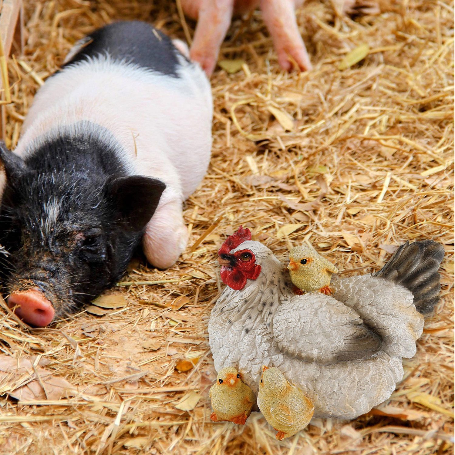 Fachhandel Plus Tierfigur Dekofigur Henne Huhn Louise mit Küken lebensecht (1 St), ein echter Hingucker in Ihrem Garten oder Ihrem Wohnbereich