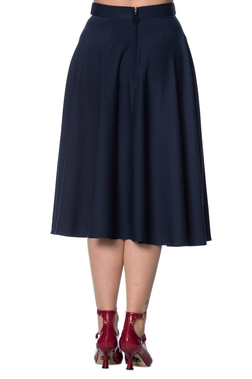 Banned A-Linien-Rock Di Di Plain Blau Retro Vintage Swing Skirt