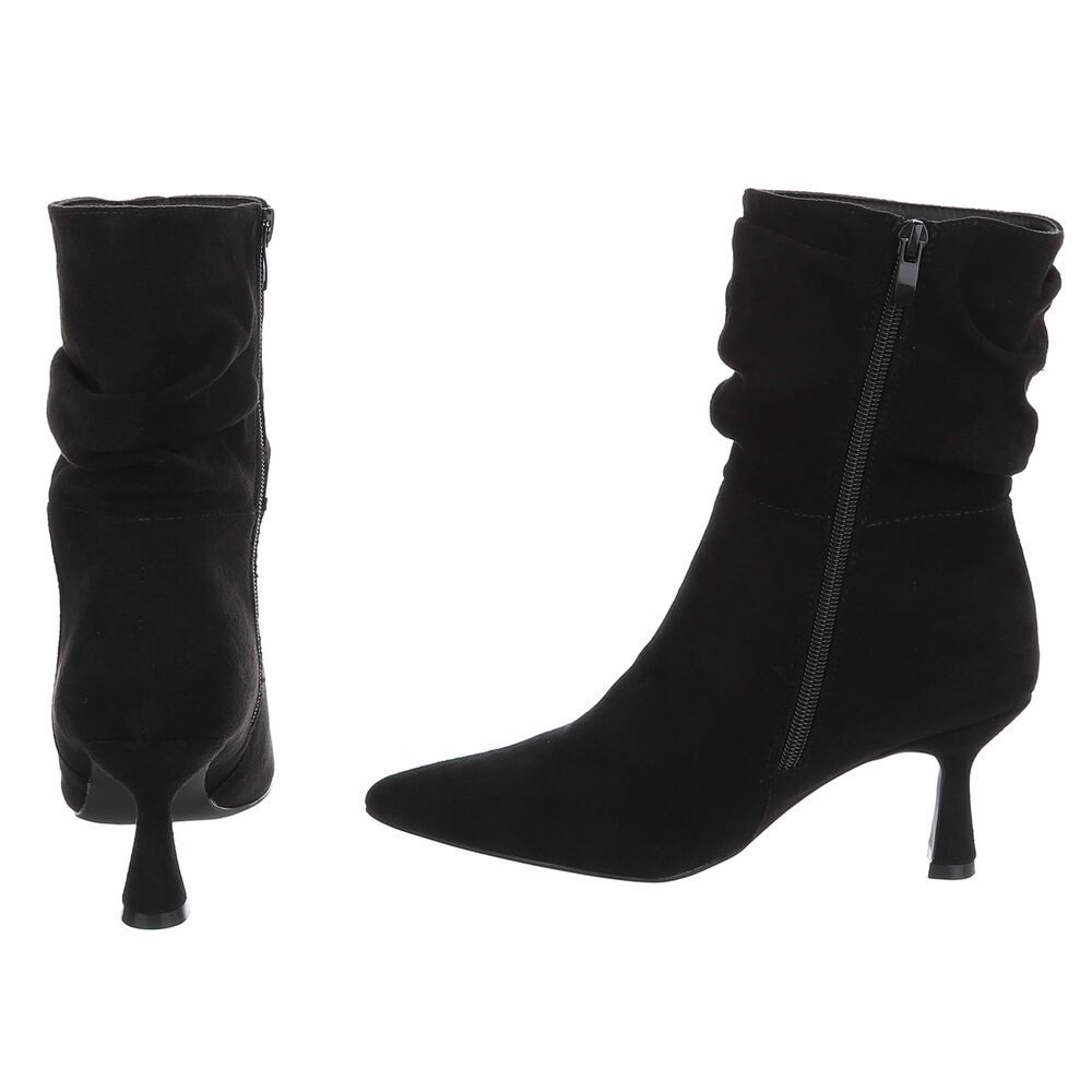 Ital-Design Damen Stiefelette mit spitzem Absatz und Raffung Stiefelette (92002546) Pfennig-/Stilettoabsatz Stiefeletten in Schwarz – Bild 5 von 5