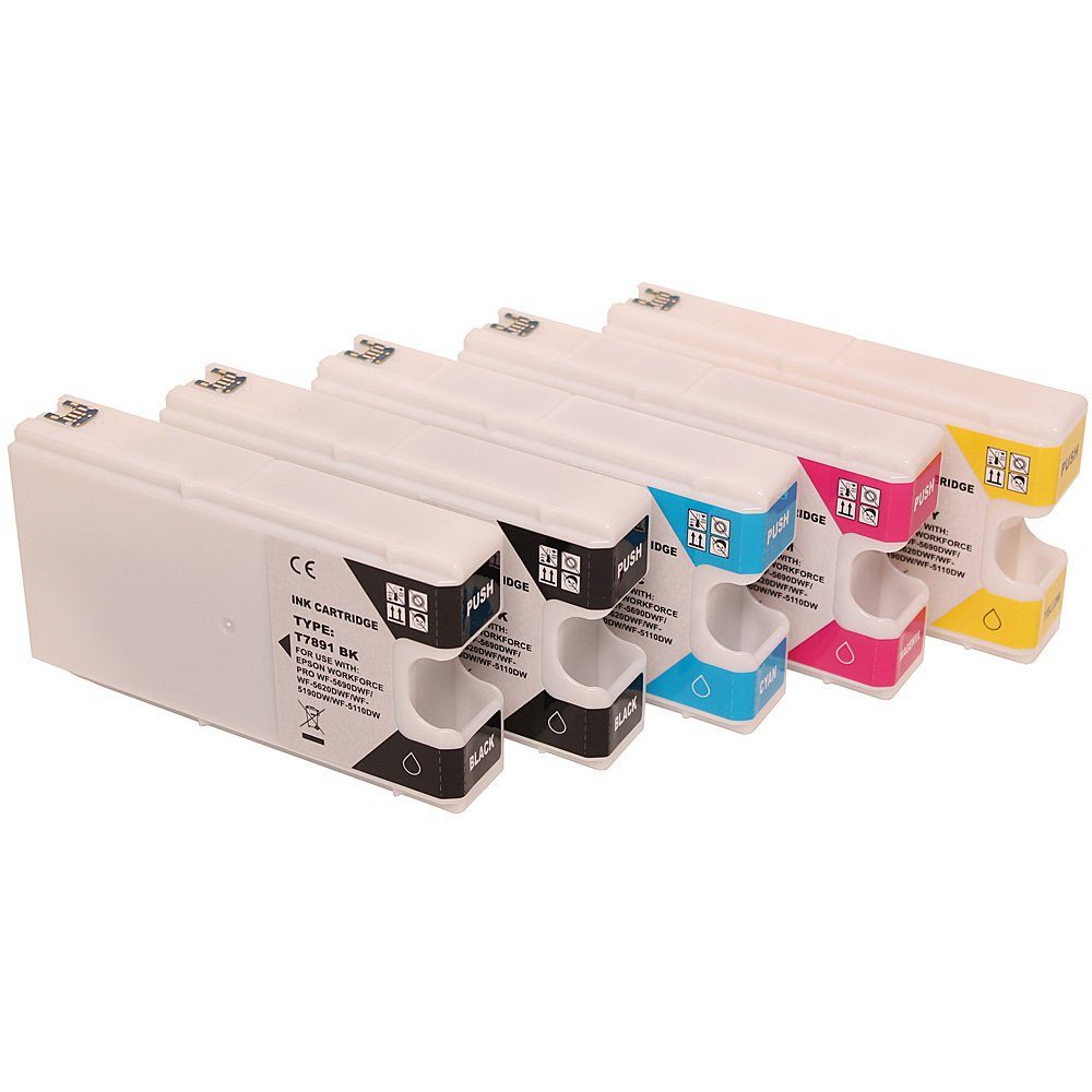 ABC Tintenpatrone (Kompatibles Set 5x Druckerpatrone für Epson 78XL WorkForce Pro)