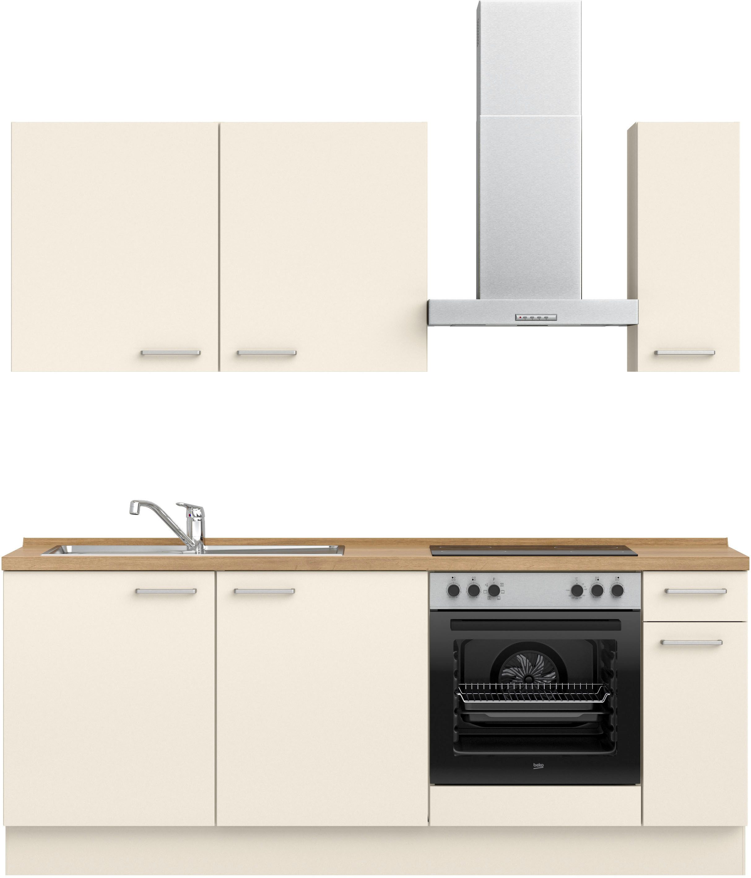 nobilia® Küchenzeile "Touch basic", vormontiert, Ausrichtung wählbar, Breite 210 cm, ohne E-Geräte