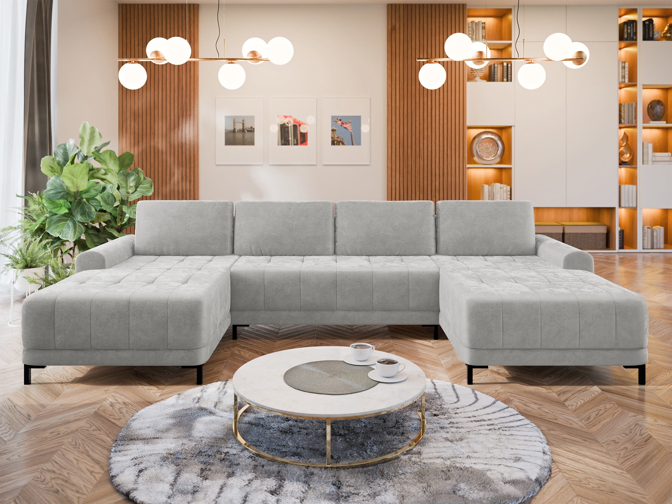 MIRJAN24 Wohnlandschaft Aris XL, mit Bettkasten und Schlaffunktion, Ausziehmechanismus MOS, U-Form