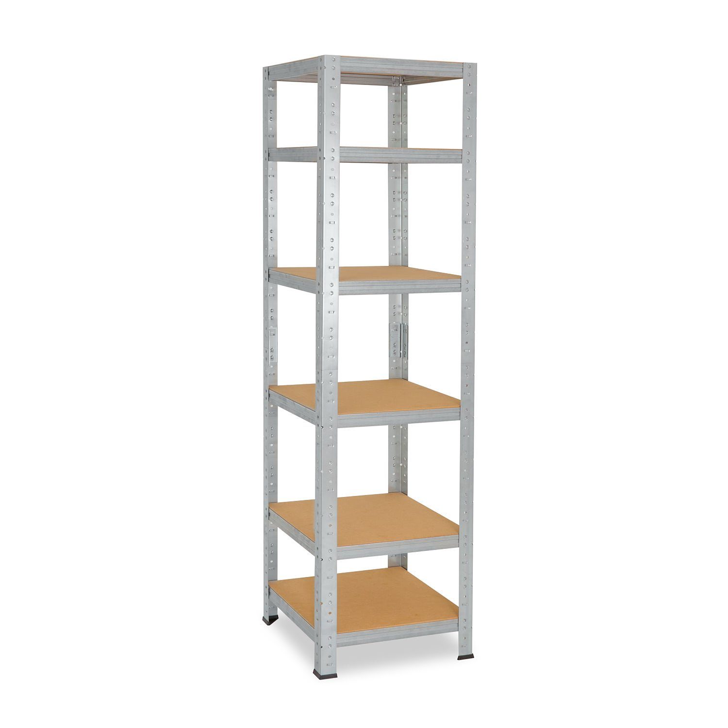 shelfplaza Schwerlastregal HOME, 180x45x45cm verzinkt, Metallregal mit 6 Böden, als Kellerregal, Garagenregal, Werkstattregal oder Lagerregal, Steckregal Metall mit 145kg Tragkraft