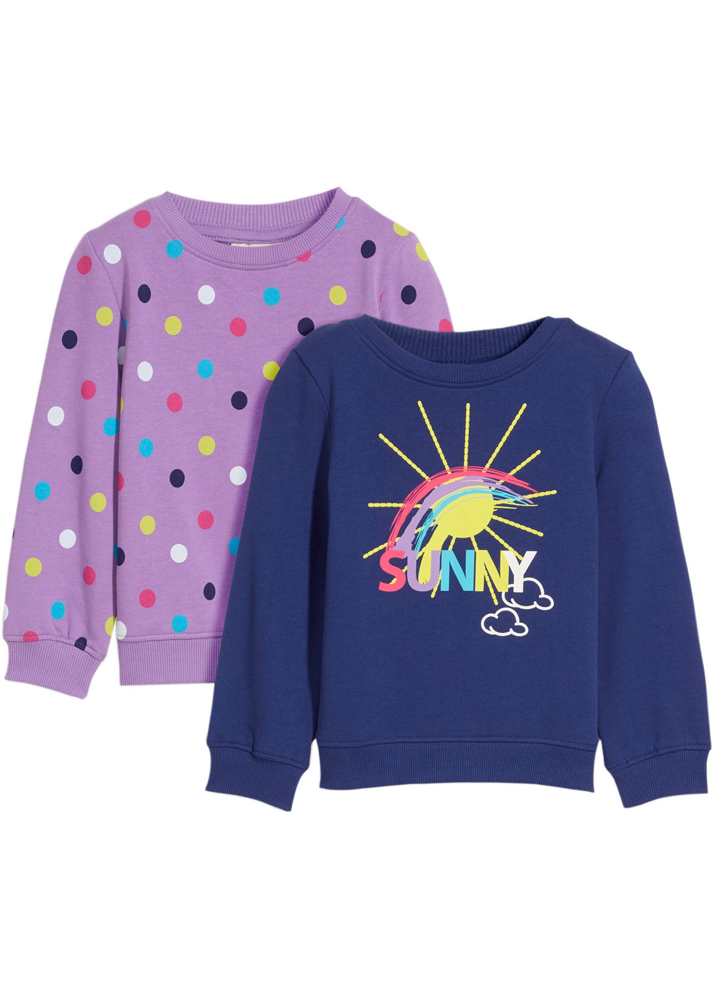 bonprix Sweatshirt (Packung, 2-tlg) Regular Fit, Casual Stil, aus Baumwolle, strapazierfähig