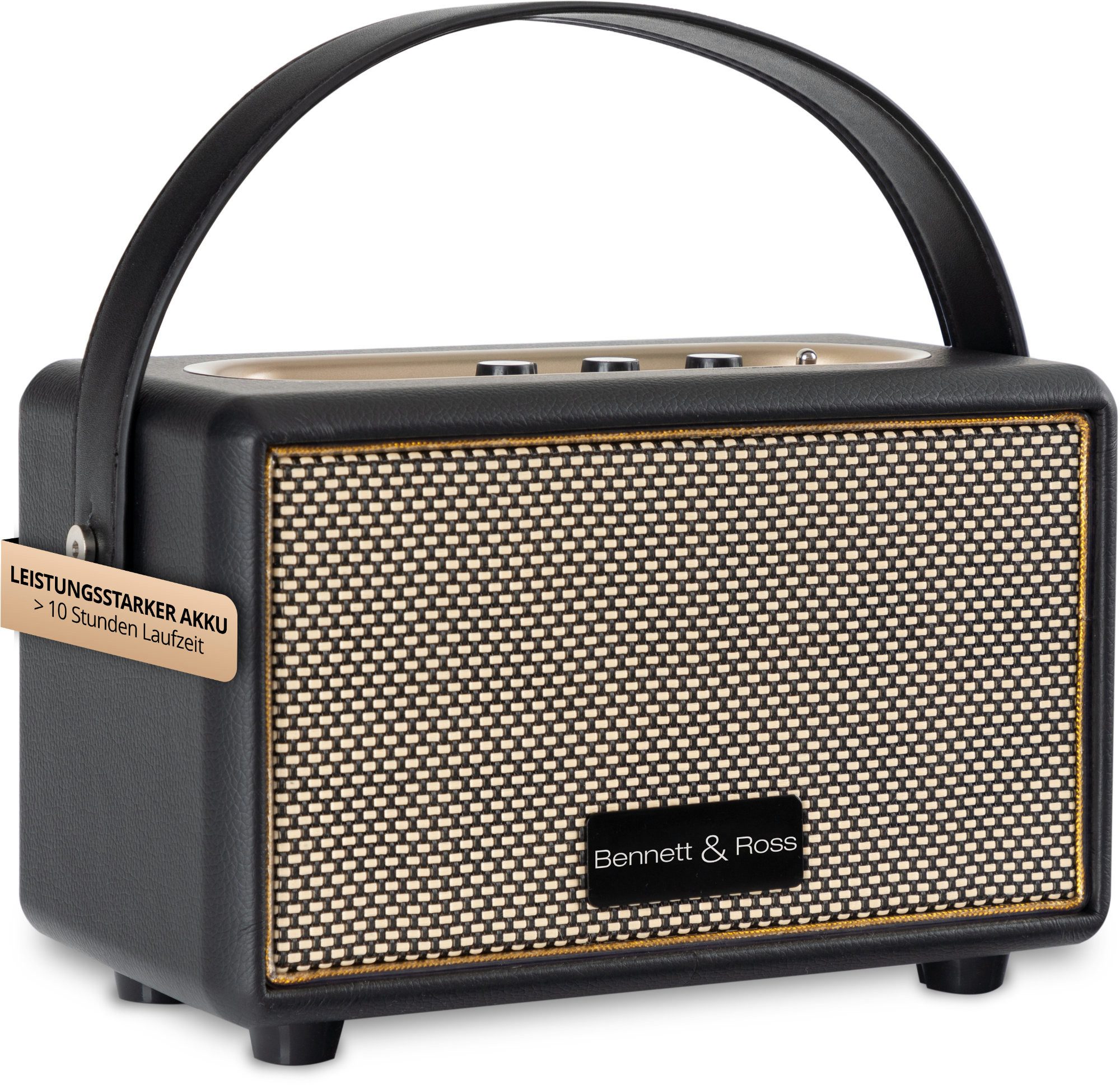Bennett & Ross BB-820 Blackmore Junior Bluetooth-Lautsprecher (20 W, Retro Speaker in Lederoptik mit 5200 mAh Akku)