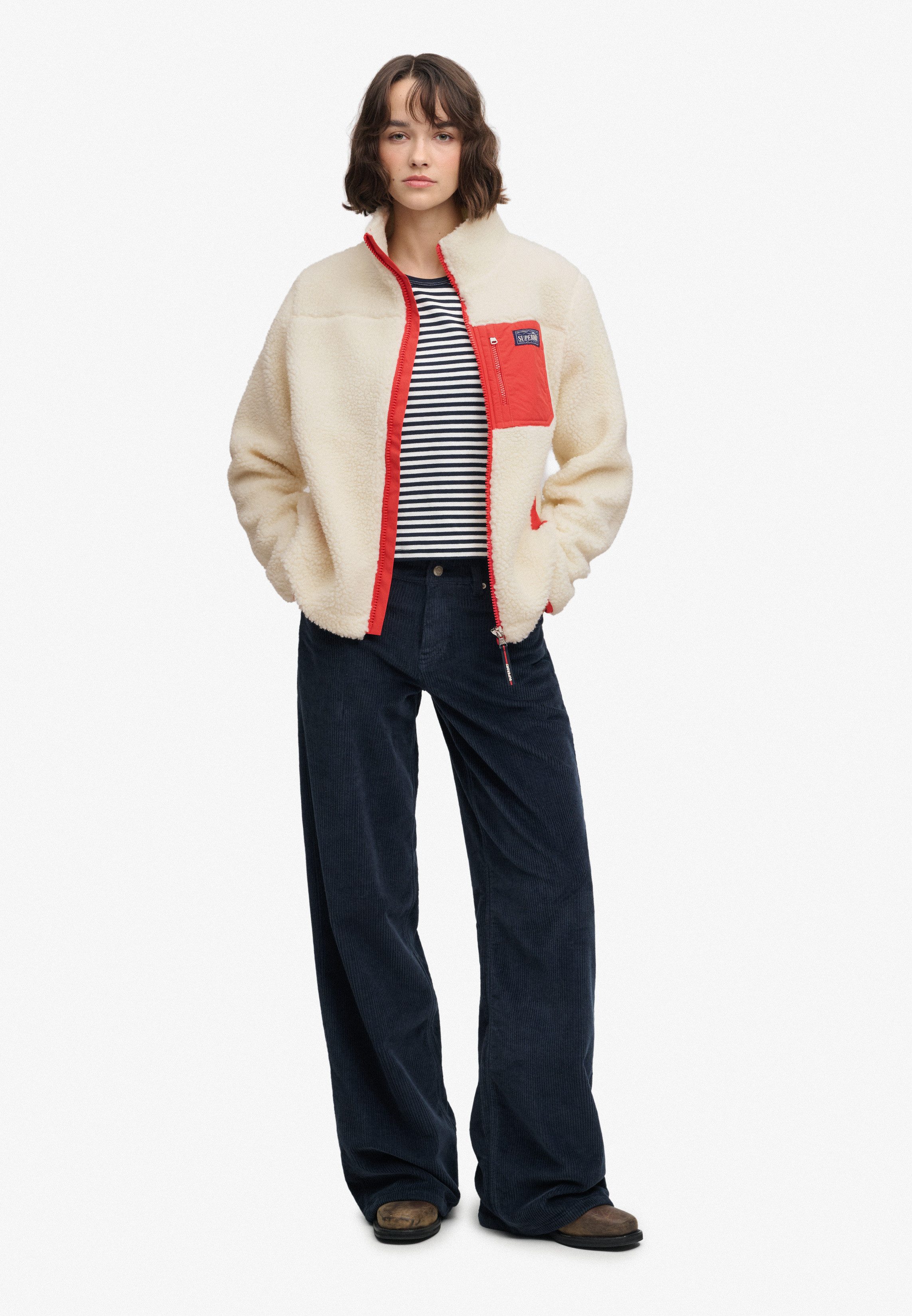 Superdry Kapuzensweatjacke HERITAGE ZIP THROUGH FLEECE Kunstfaser, relaxed fit – Bild 5 von 5