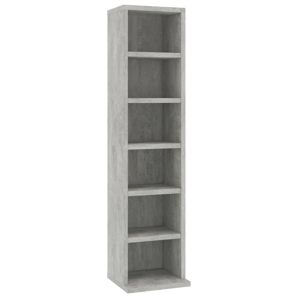 vidaXL CD-Regal, CD-Schrank Betongrau 21x20x88 cm Holzwerkstoff