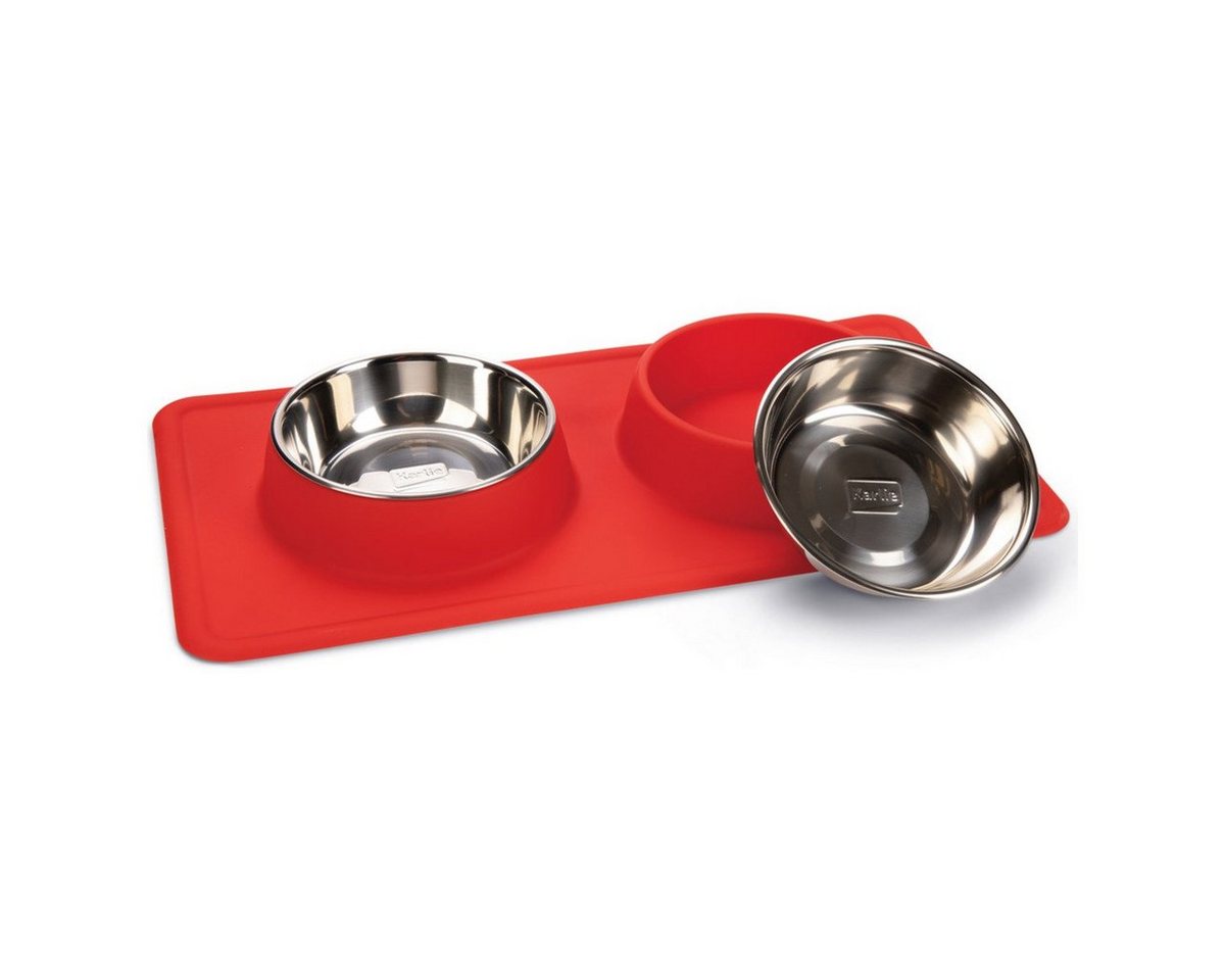 Thumbnail - Beeztees Napf-Set Dinner Set Silikon Inox Dex rot