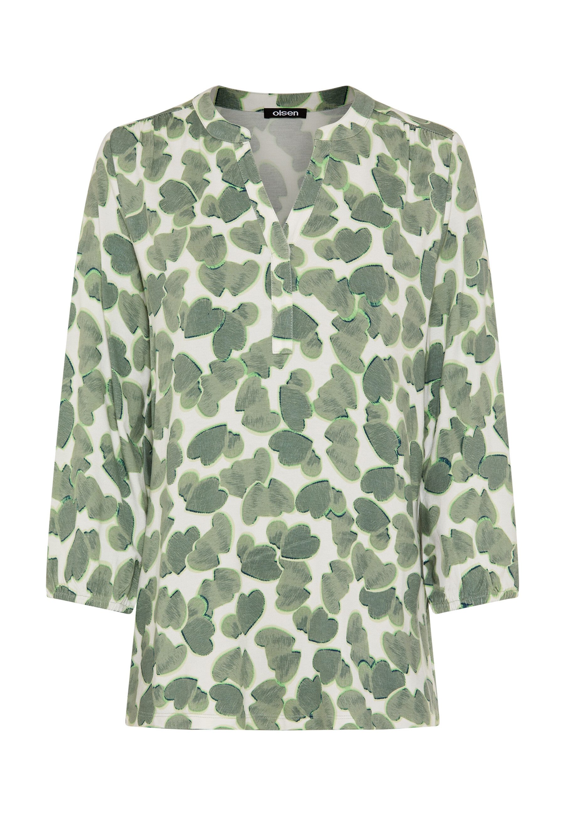 Olsen Tunikashirt Shirt mit Tunika-Ausschnitt und Allover-Dessin