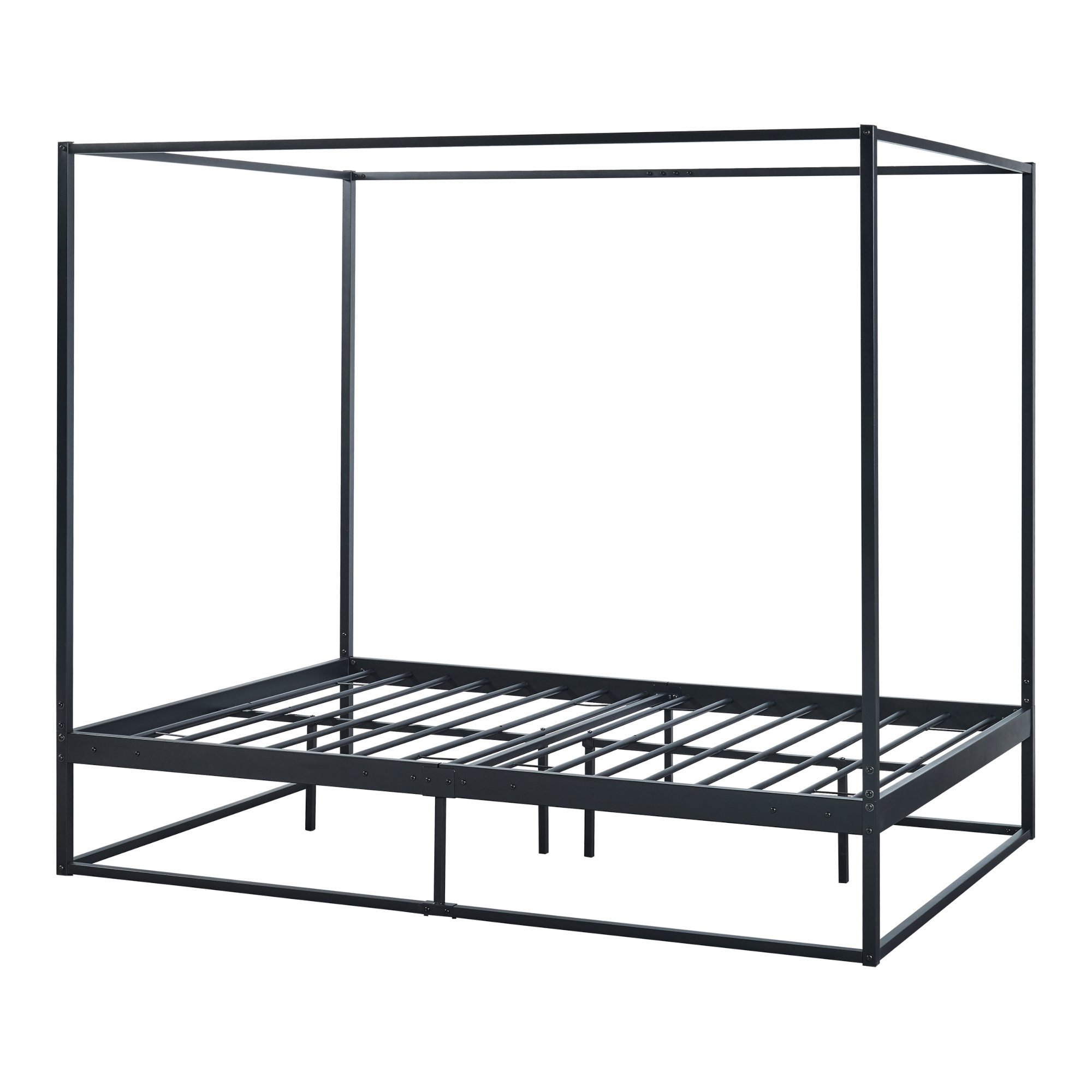 en.casa Himmelbett, »Kristianstad« mit Lattenrost Metall Schwarz 140 x 200 cm