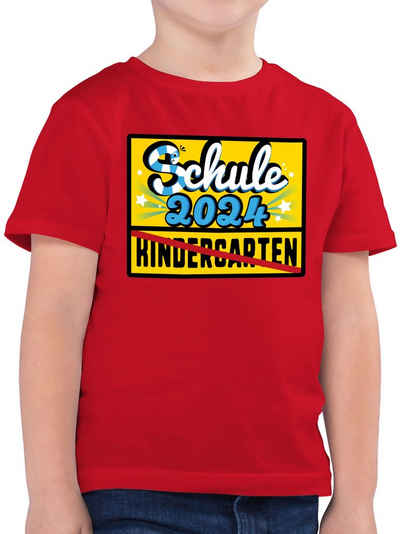 Shirtracer T-Shirt Ortsschild Schule 2024 Kindergarten Einschulung Junge Schulanfang Geschenke